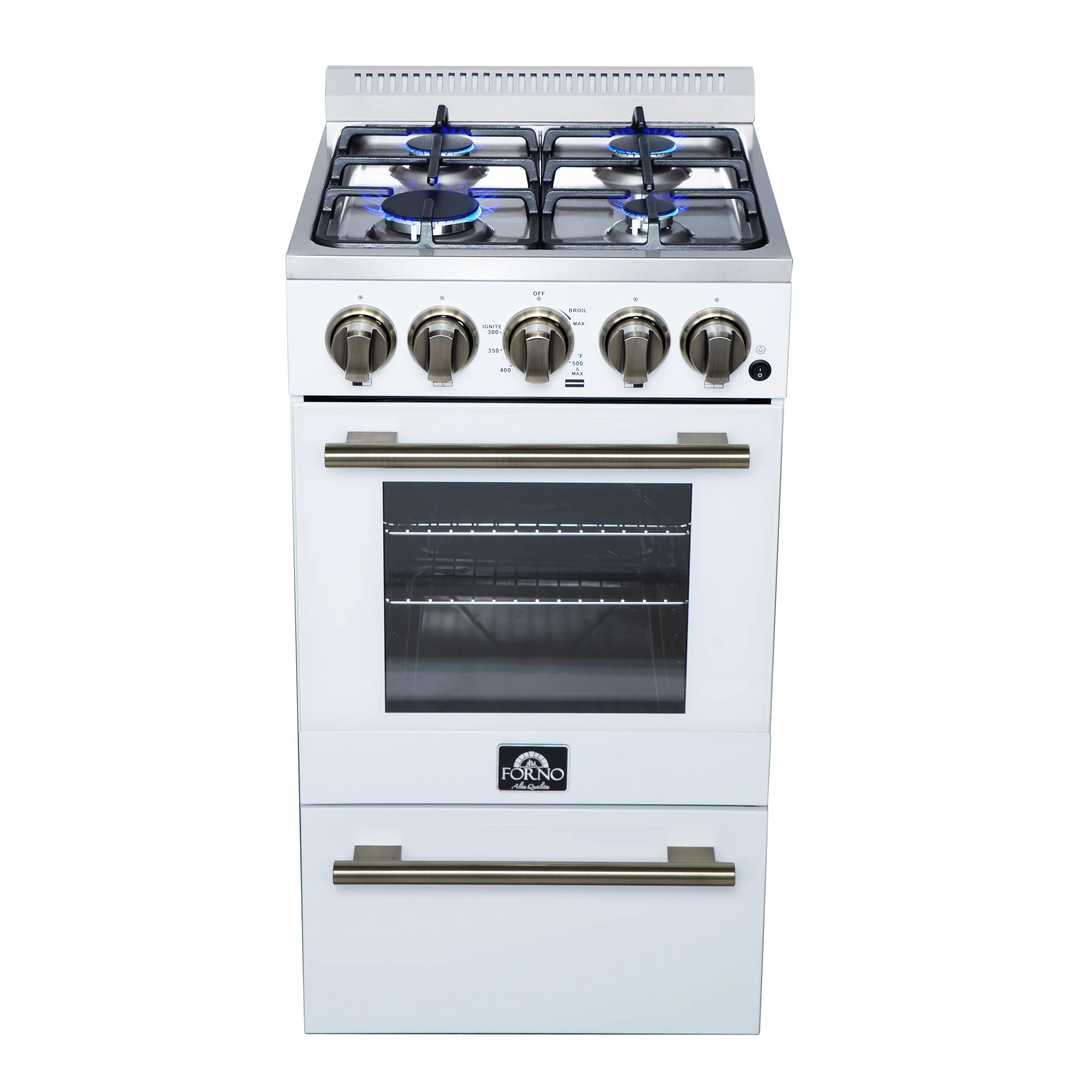 Forno Lamazze 20 Inch Freestanding Gas Range in White, Compact Design - Image 2