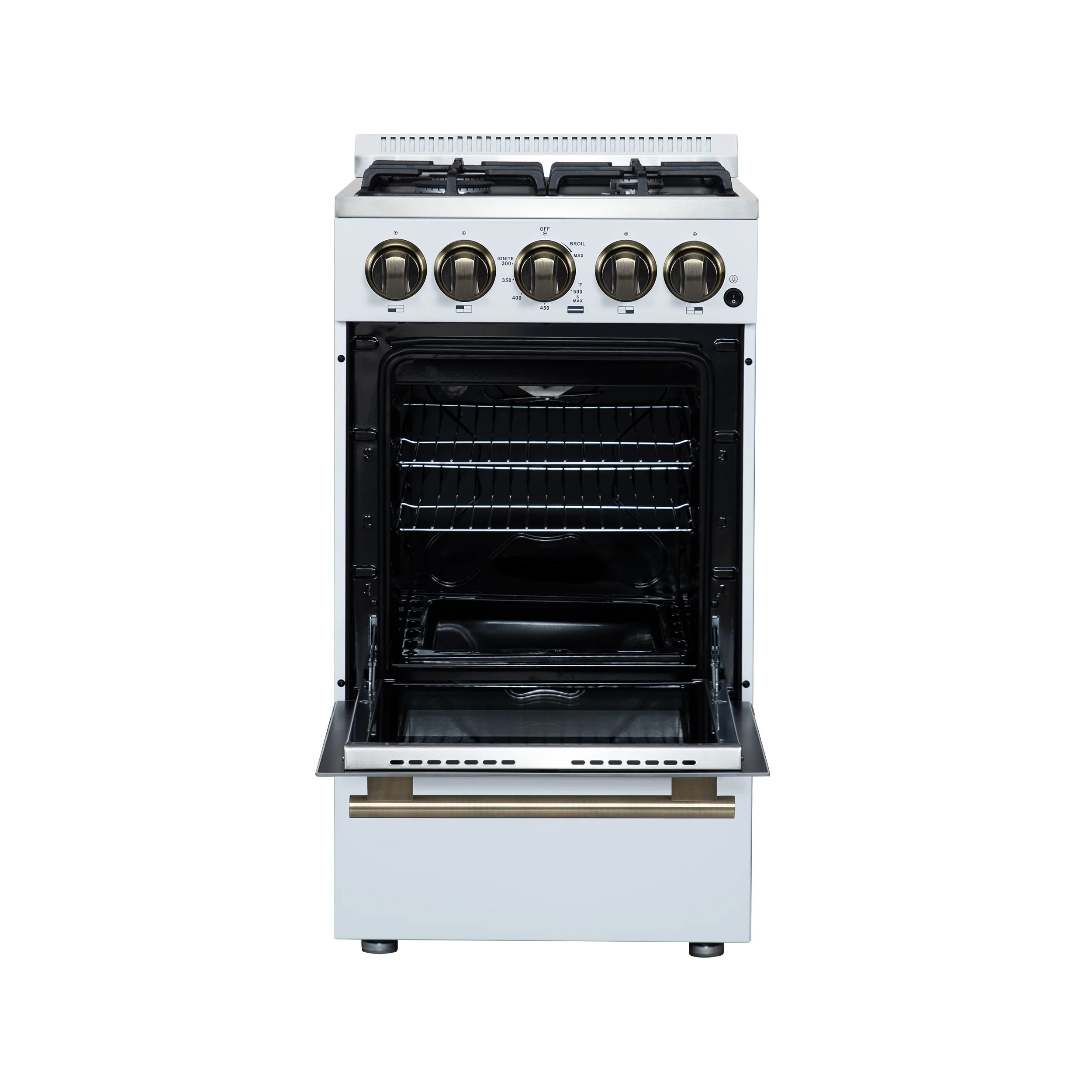 Forno Lamazze 20 Inch Freestanding Gas Range in White, Compact Design - Image 3