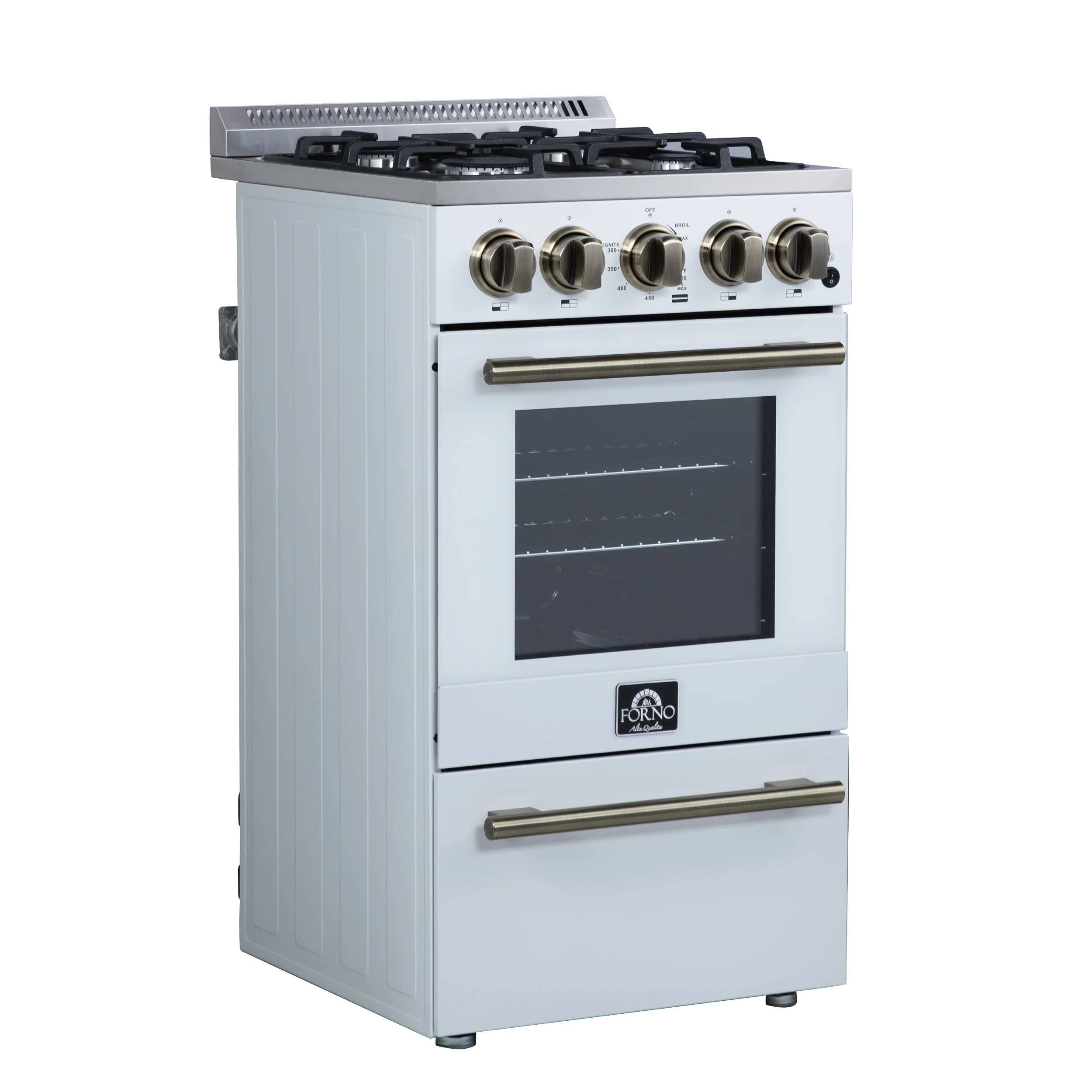 Forno Lamazze 20 Inch Freestanding Gas Range in White, Compact Design - Image 4