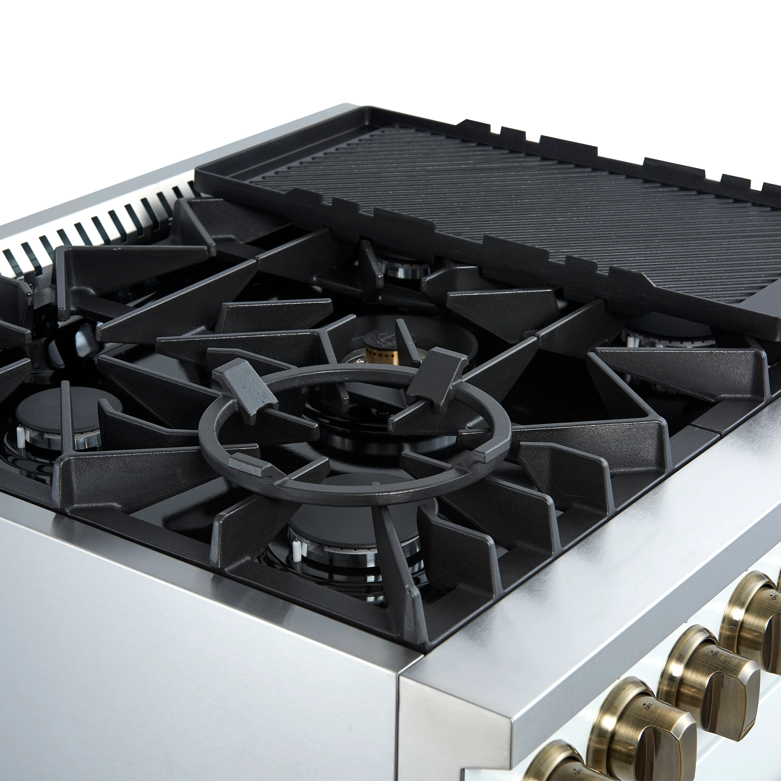 Giovanni 30-inch Gas Range White & Antique Brass Design, 5 Burners 67,000 BTU, 4.32 cu.ft. Convection Oven - Image 6