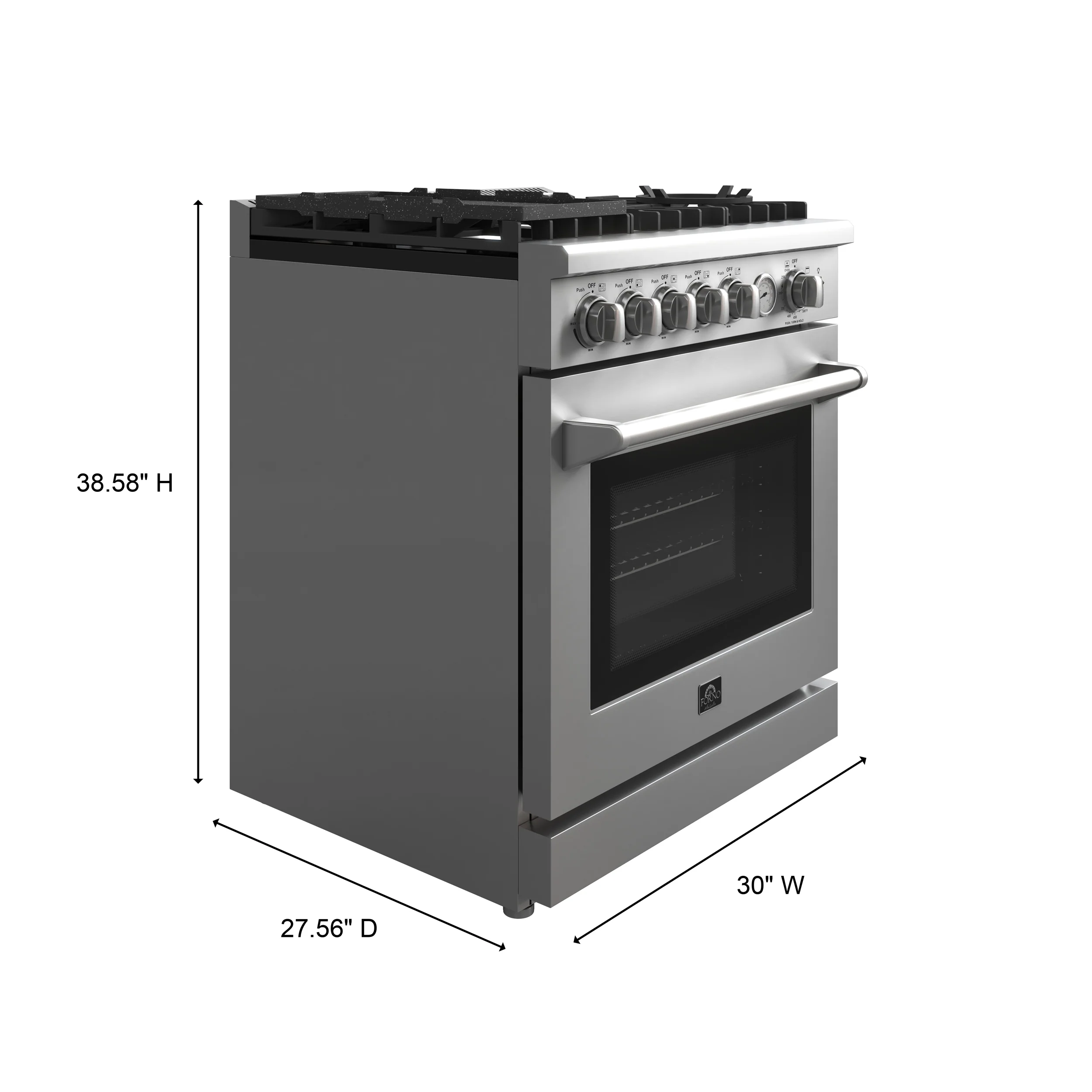 Forno Lazio 30-Inch Freestanding Gas Range, 4 Burners, Convection Oven, Energy Efficient - Image 6