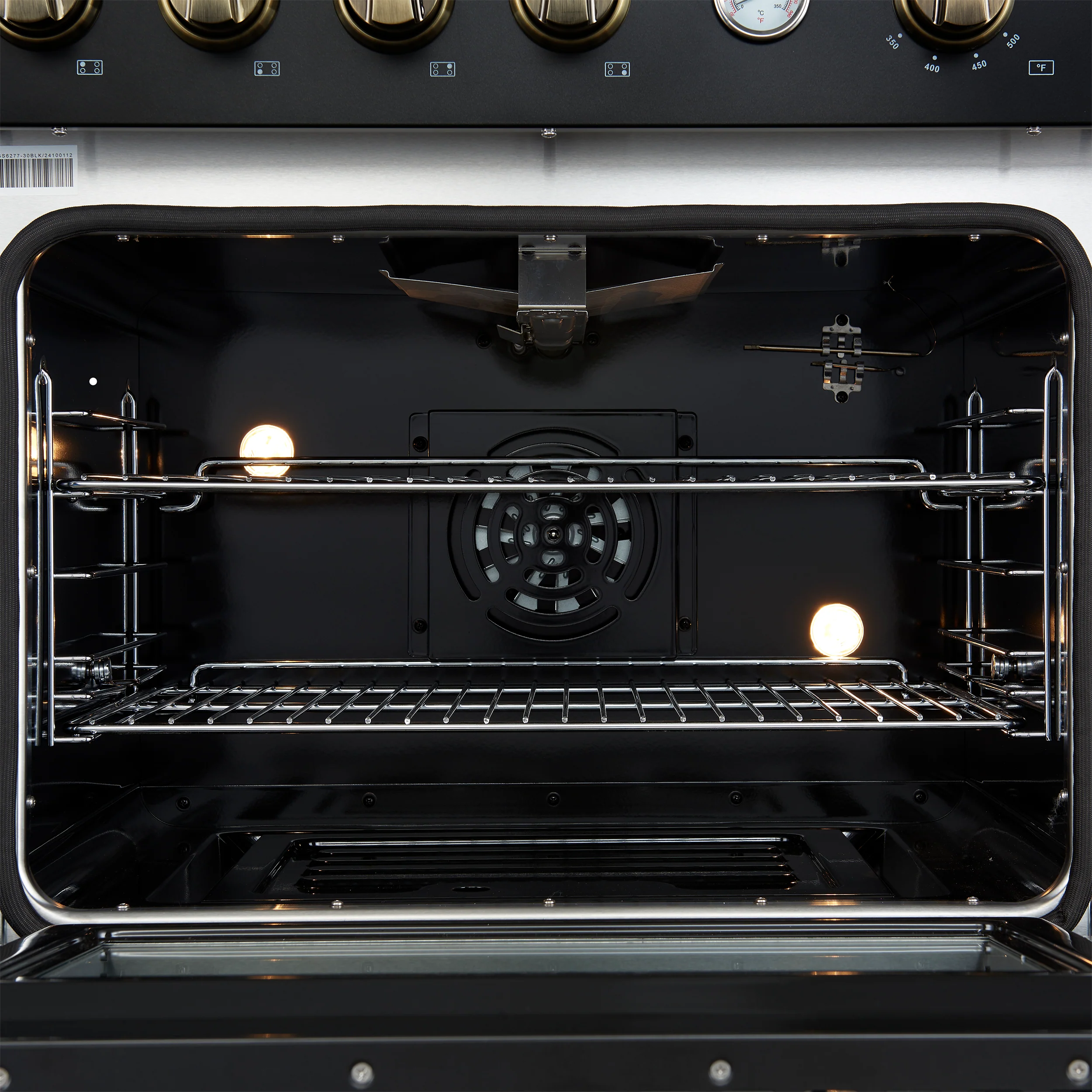 Marco 30-inch Gas Range Black & Antique Brass Design, 4 Burners 37,000 BTU, 4.32 cu.ft. Convection Oven - Image 5
