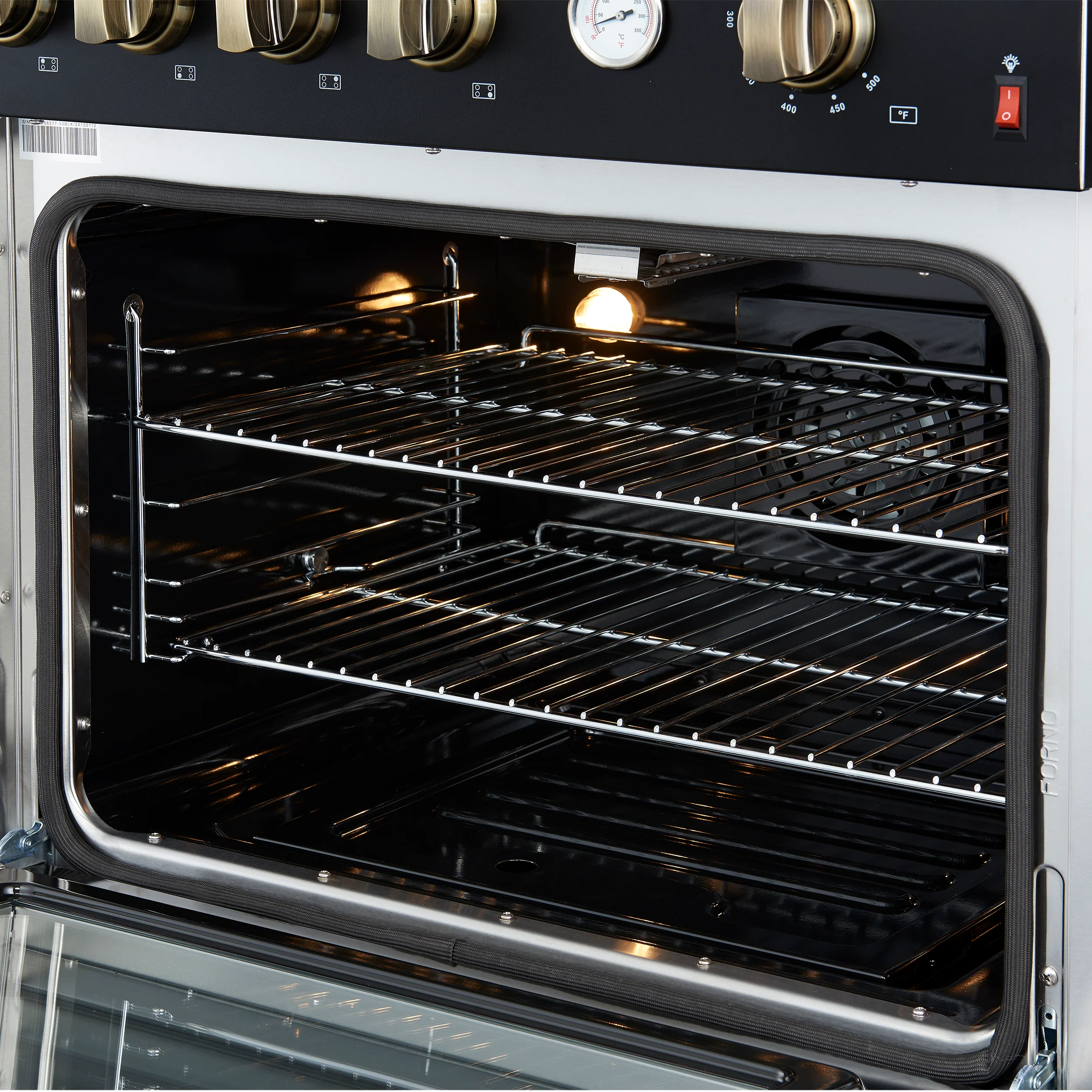 Marco 30-inch Gas Range Black & Antique Brass Design, 4 Burners 37,000 BTU, 4.32 cu.ft. Convection Oven - Image 9
