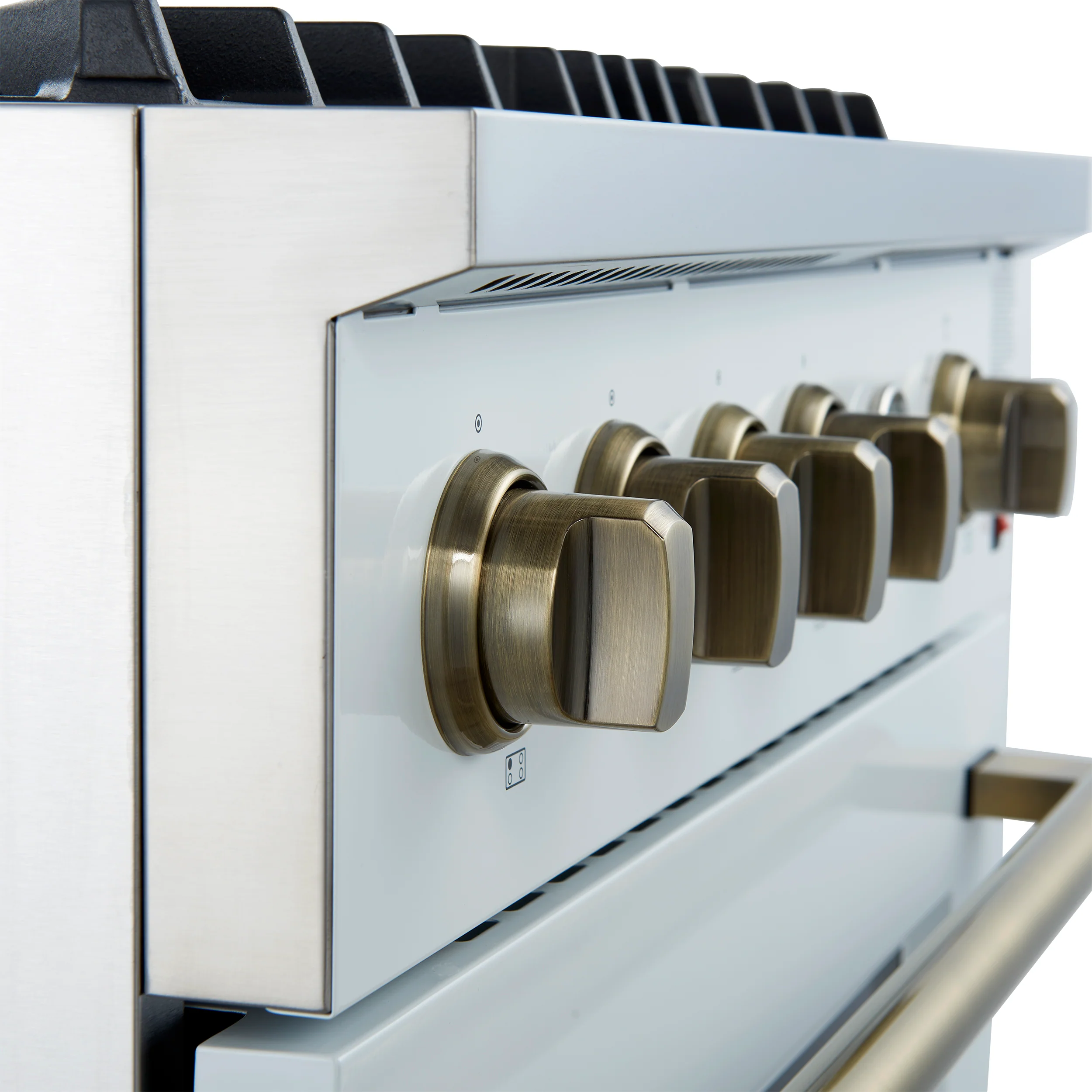 Marco 30-inch Gas Range White & Antique Brass Design, 4 Burners 37,000 BTU, 4.32 cu.ft. Convection Oven - Image 7