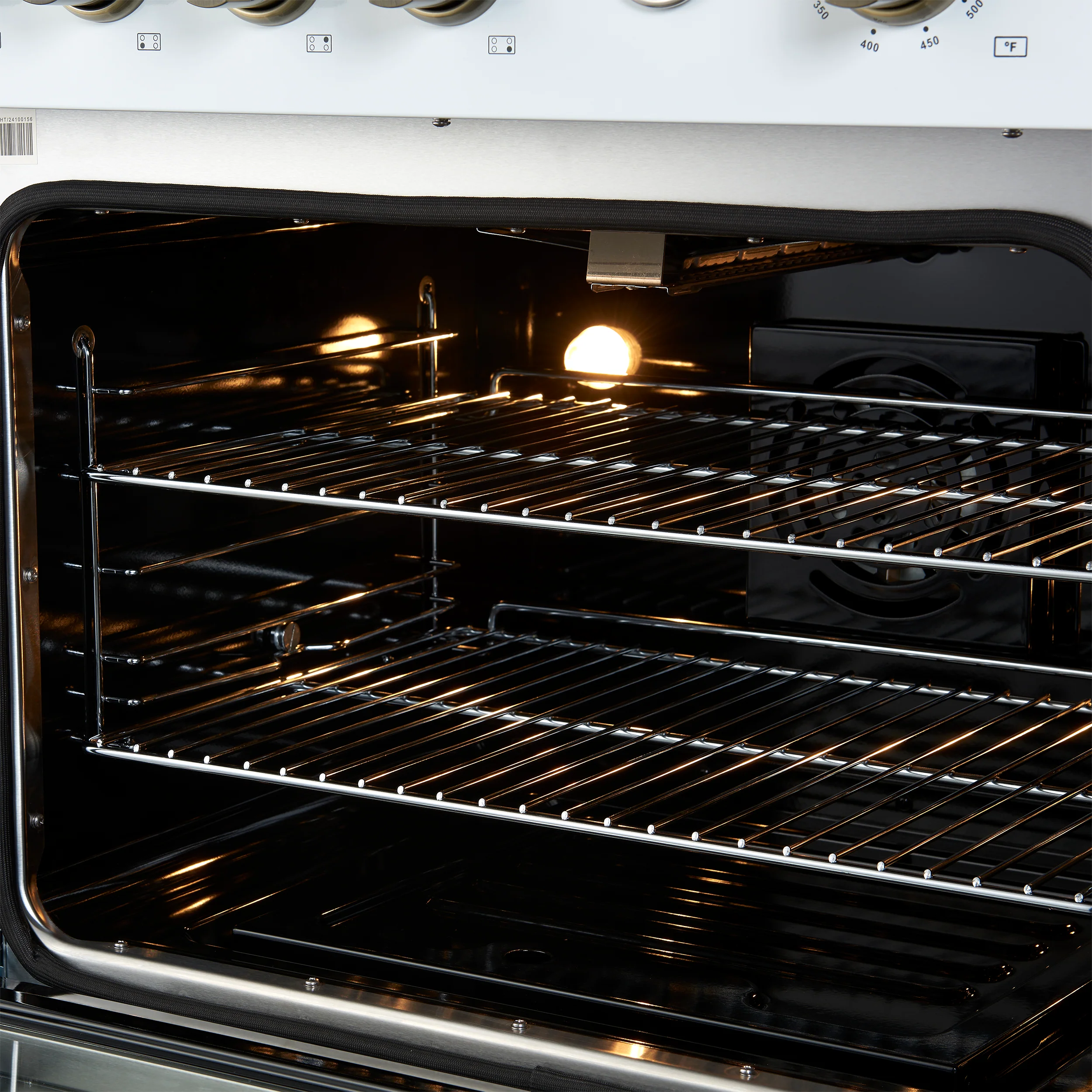 Marco 30-inch Gas Range White & Antique Brass Design, 4 Burners 37,000 BTU, 4.32 cu.ft. Convection Oven - Image 9