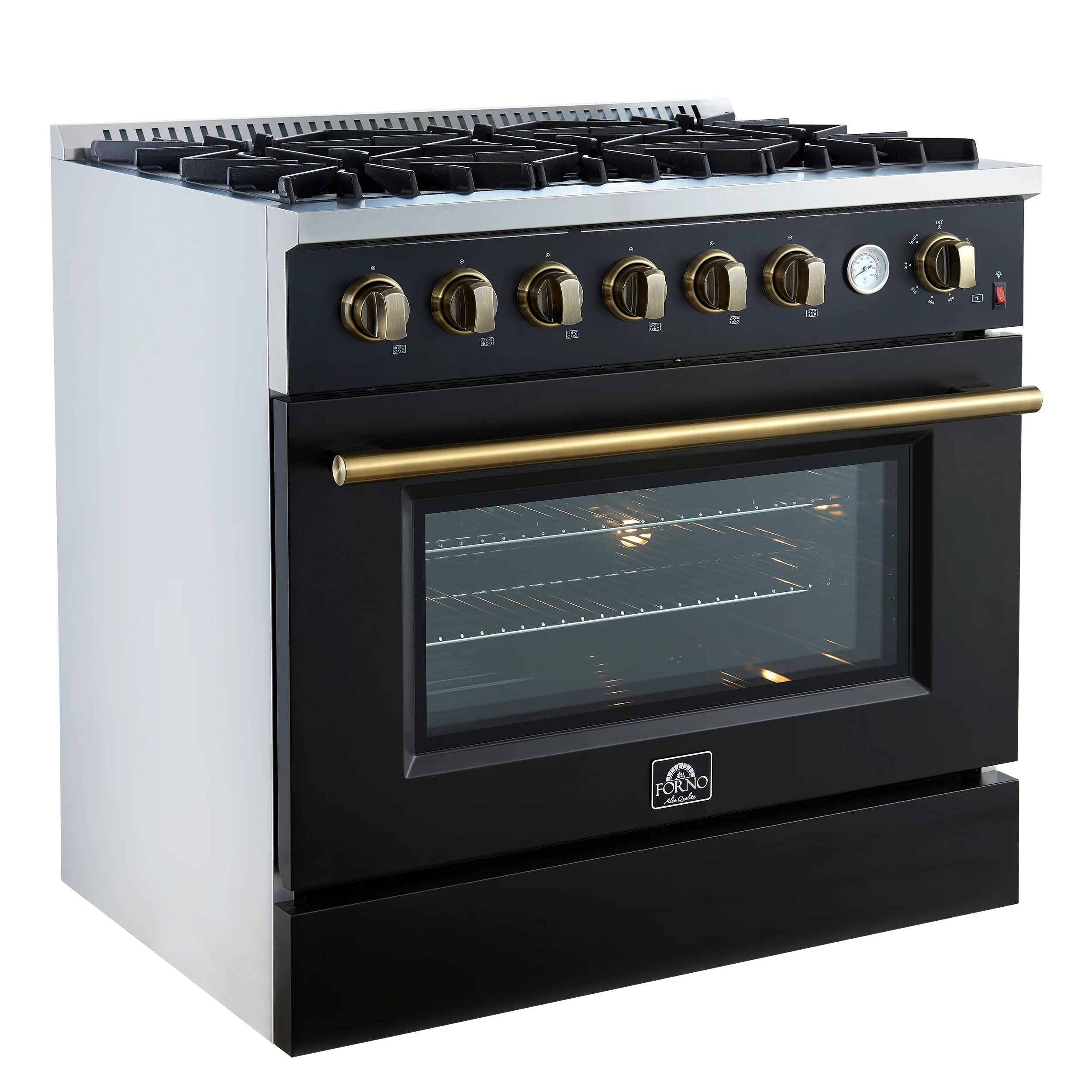 Marco 36-Inch Gas Range Black & Antique Brass Design, 6 Burners 67,000 BTU, 5.36 cu.ft. Convection Oven - Image 8