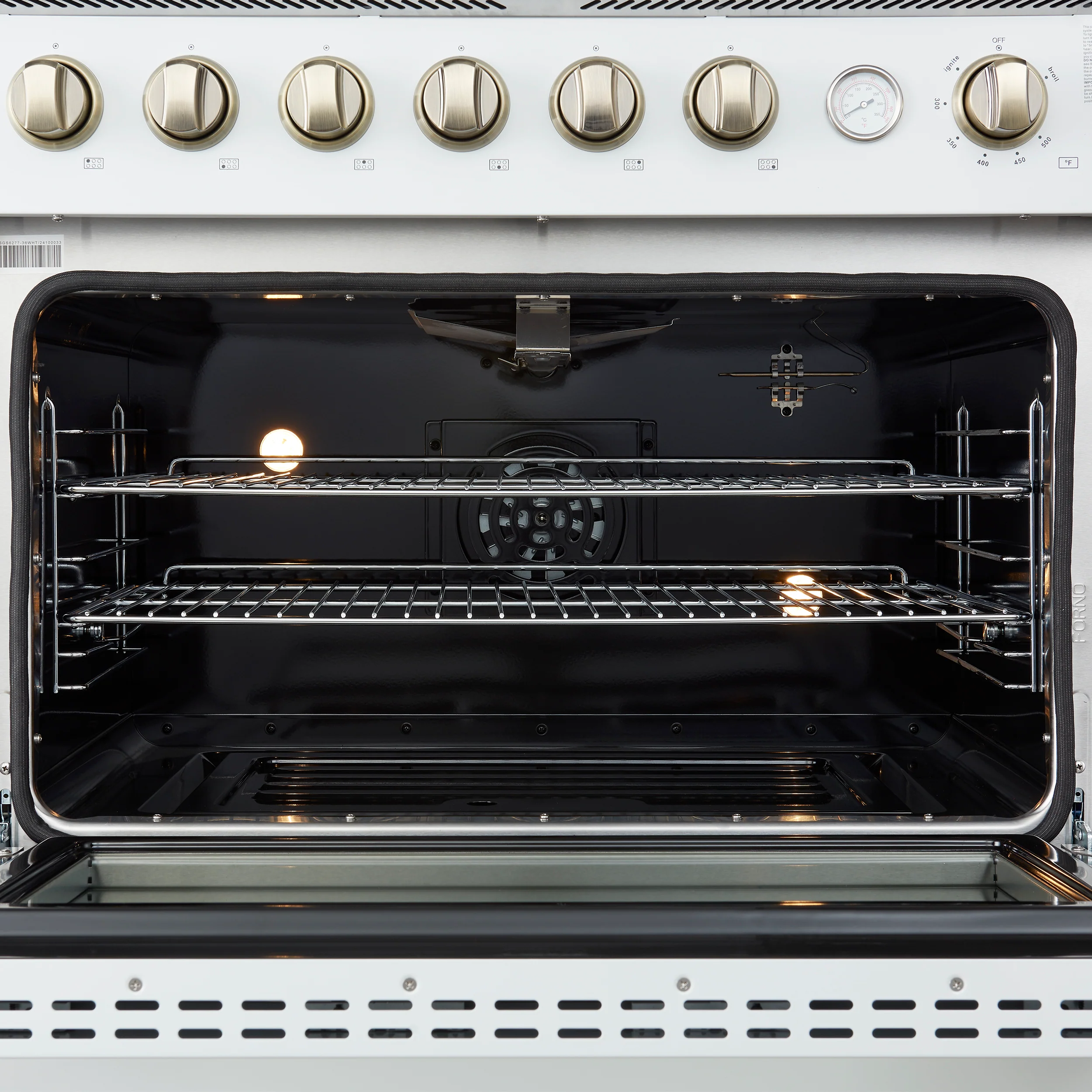 Marco 36-Inch Gas Range White & Antique Brass Design, 6 Burners 67,000 BTU, 5.36 cu.ft. Convection Oven - Image 6