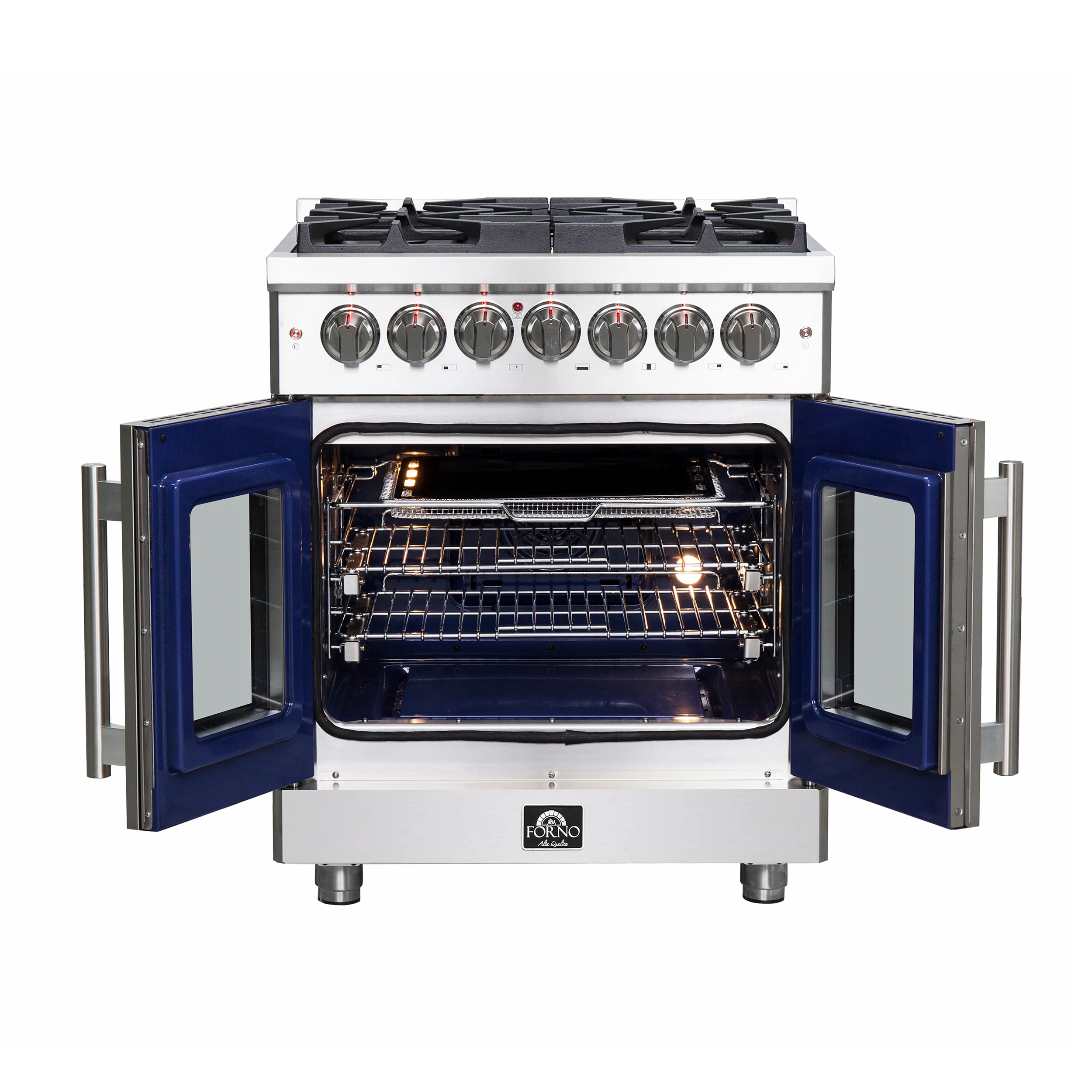 Forno Massimo 30-Inch Freestanding French Door Dual Fuel Range, 4 Burners, True Convection Oven - Image 5