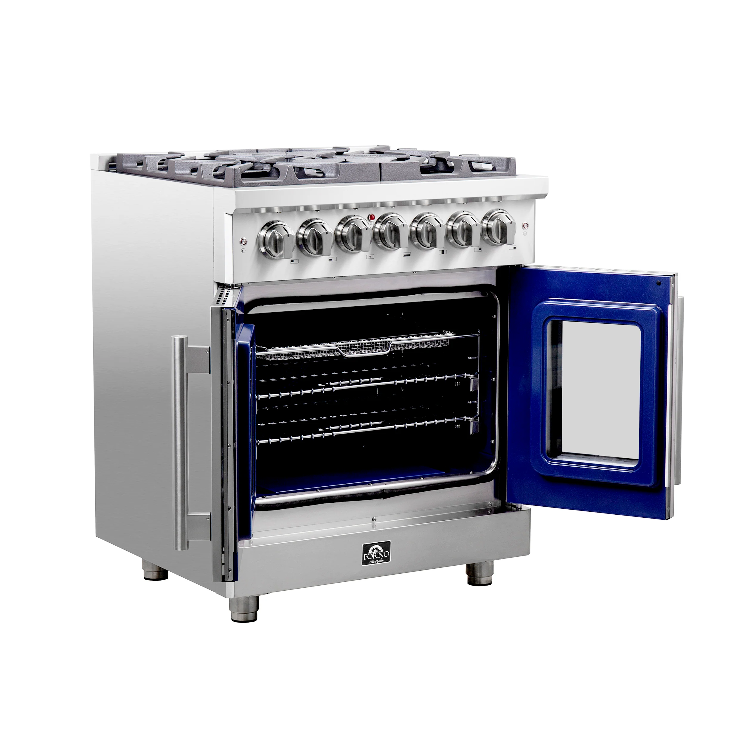 Forno Massimo 30-Inch Freestanding French Door Dual Fuel Range, 4 Burners, True Convection Oven - Image 6
