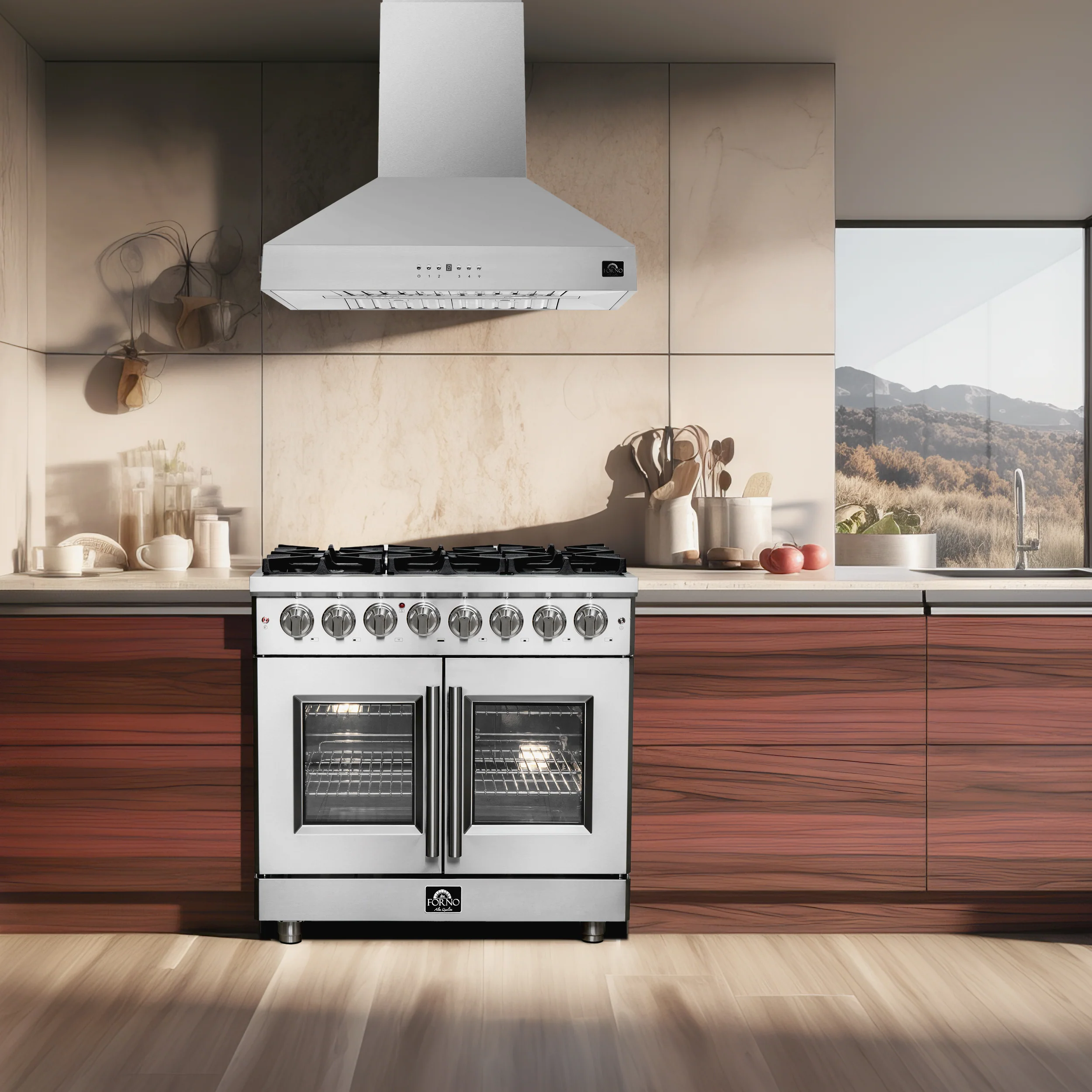 Forno Massimo 36-Inch Freestanding French Door Dual Fuel Range, 6 Burners, True Convection Oven - Image 10