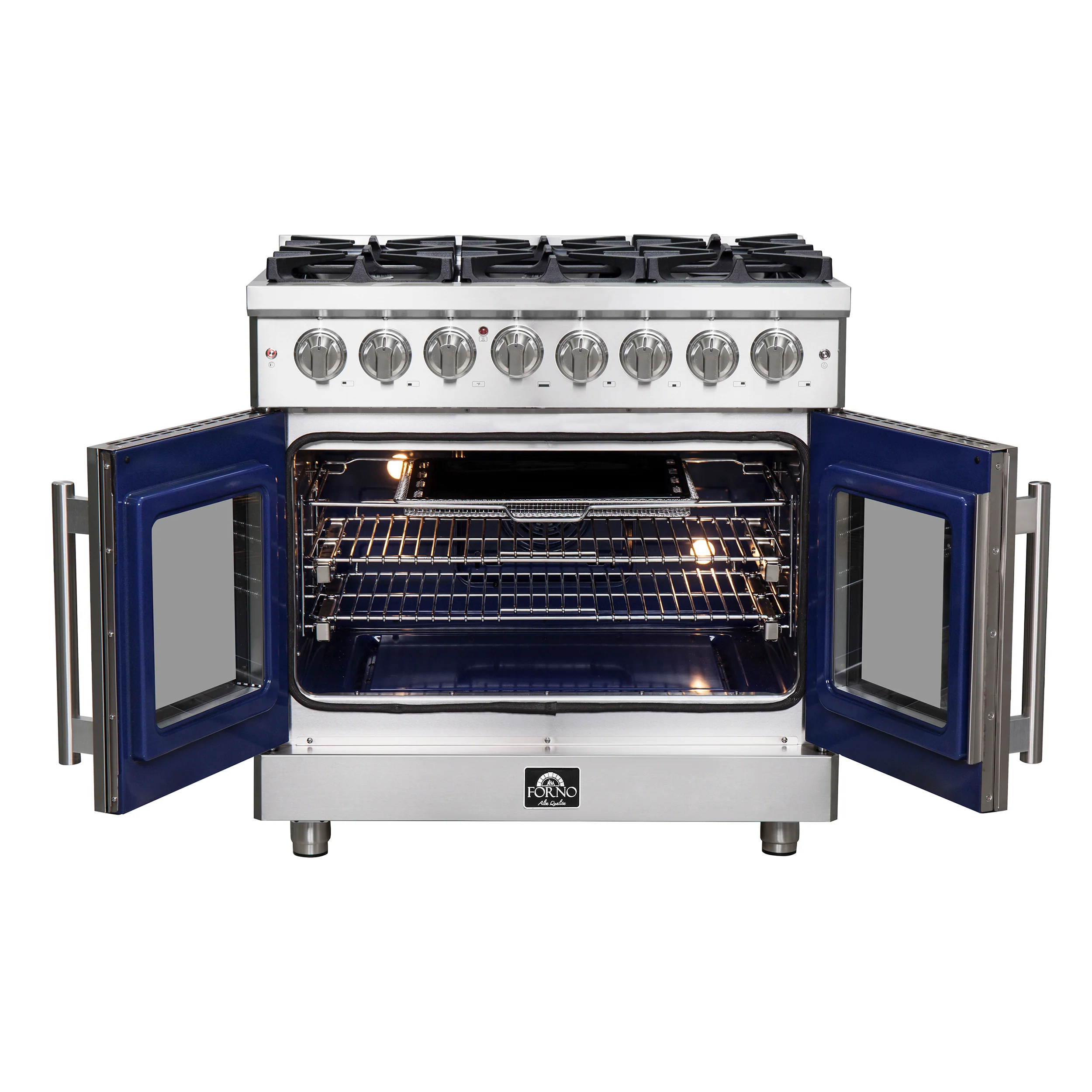 Forno Massimo 36-Inch Freestanding French Door Dual Fuel Range, 6 Burners, True Convection Oven - Image 6