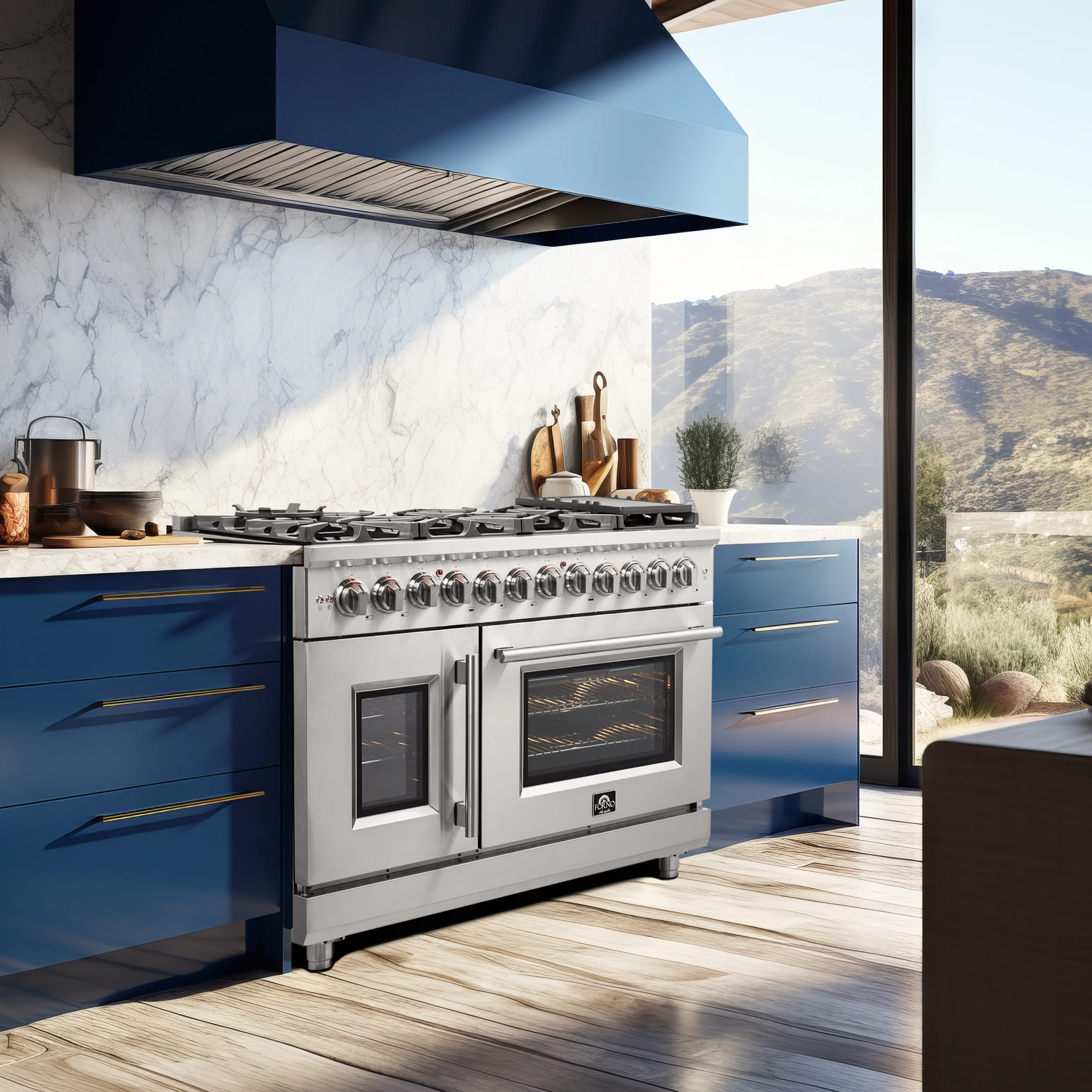 Forno Massimo 48-Inch Freestanding French Door Dual Fuel Range, 8 Burners, True Convection Oven - Image 11
