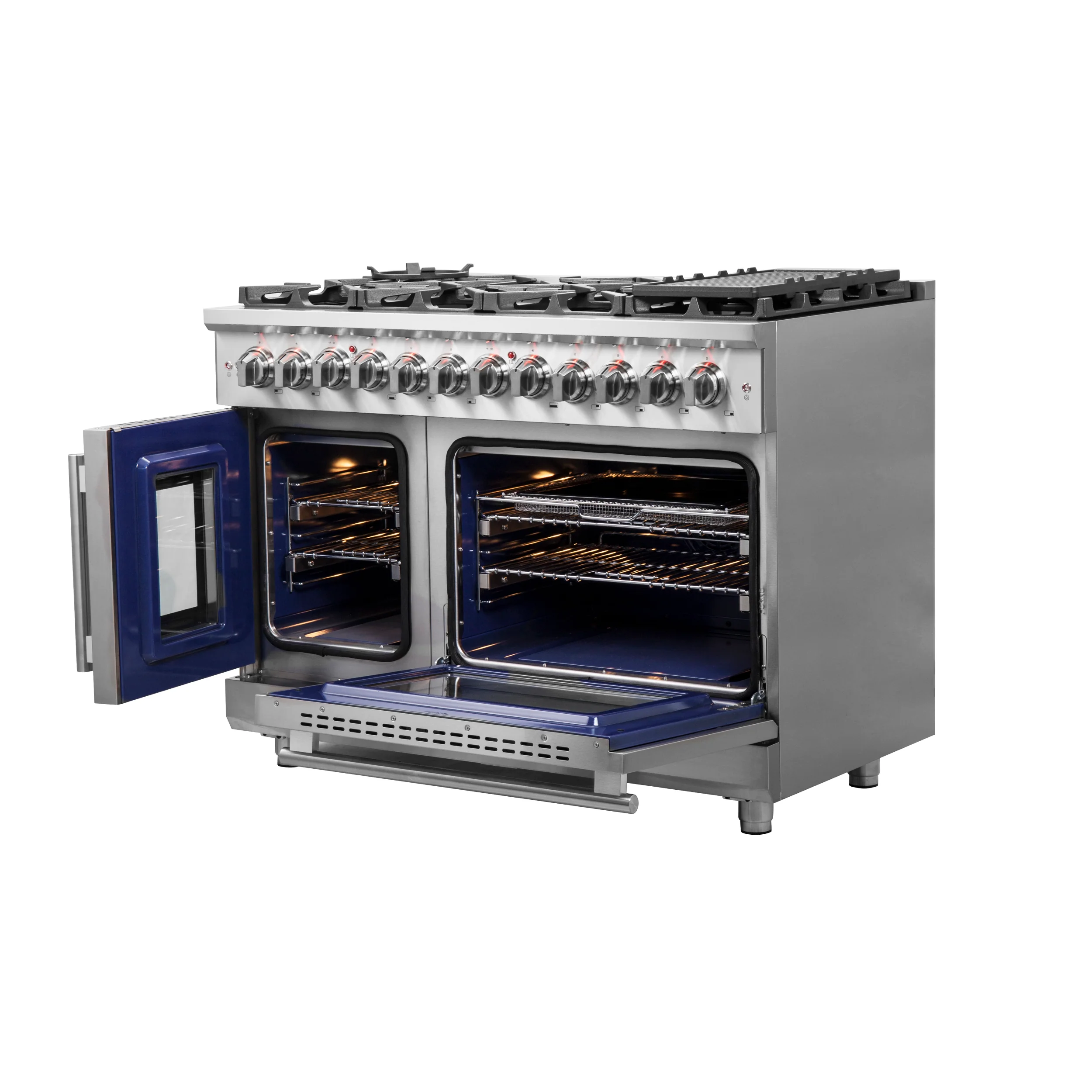 Forno Massimo 48-Inch Freestanding French Door Dual Fuel Range, 8 Burners, True Convection Oven - Image 5
