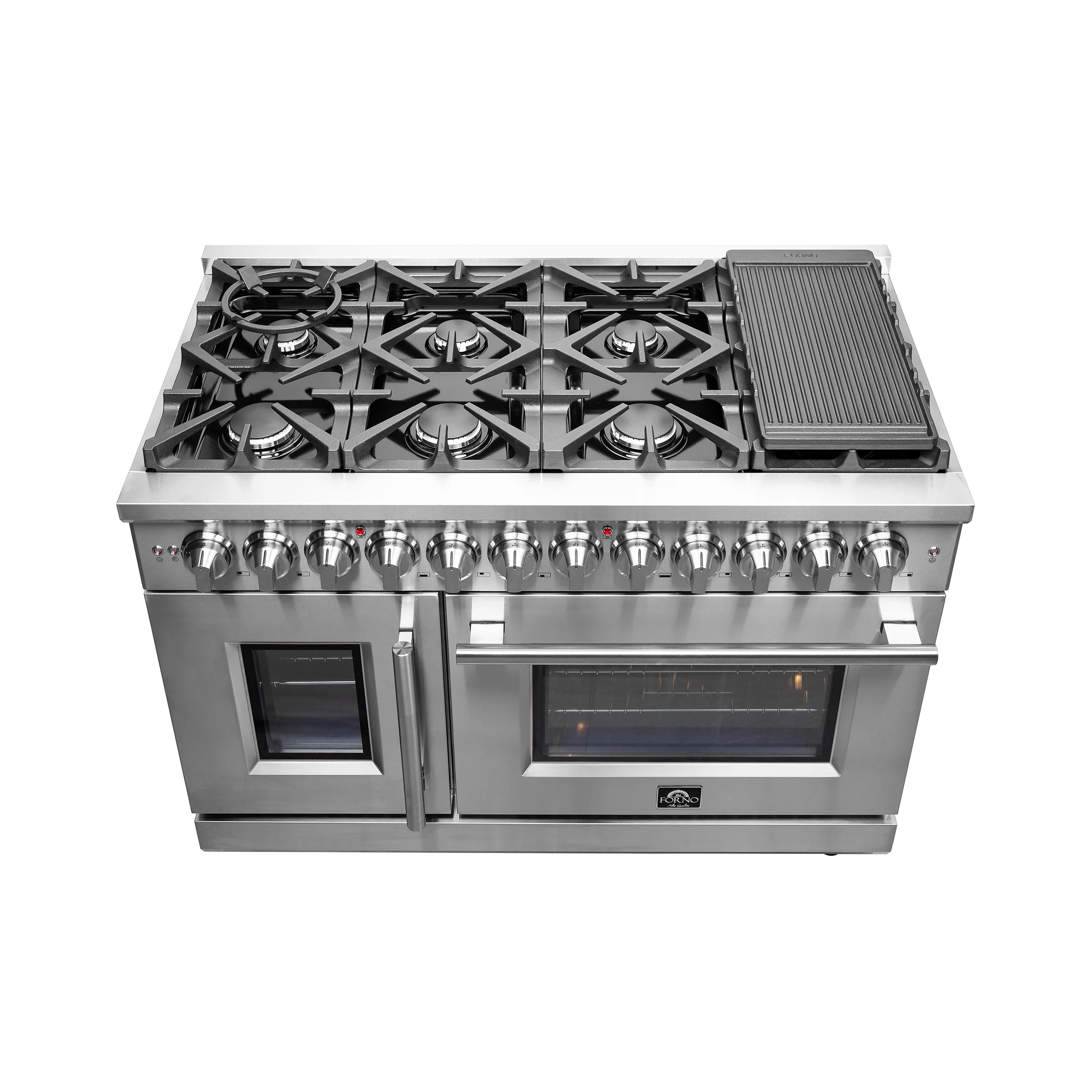 Forno Massimo 48-Inch Freestanding French Door Dual Fuel Range, 8 Burners, True Convection Oven - Image 6