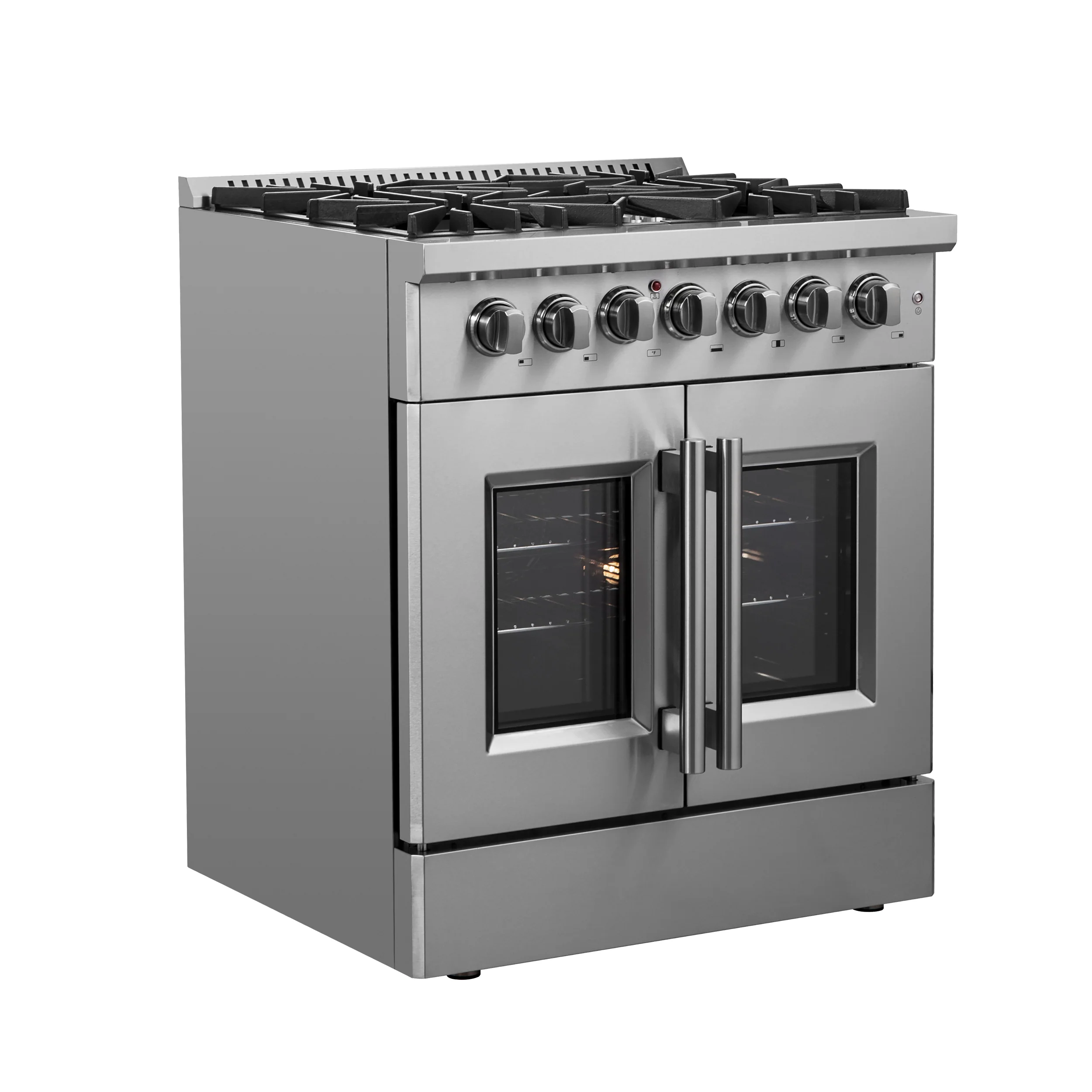 Forno Galiano 30-inch French Door Dual Fuel Range All Stainless Steel, 5 Sealed Burners 68,000 BTU, 4.32 cu.ft. True Convection Oven - Image 3