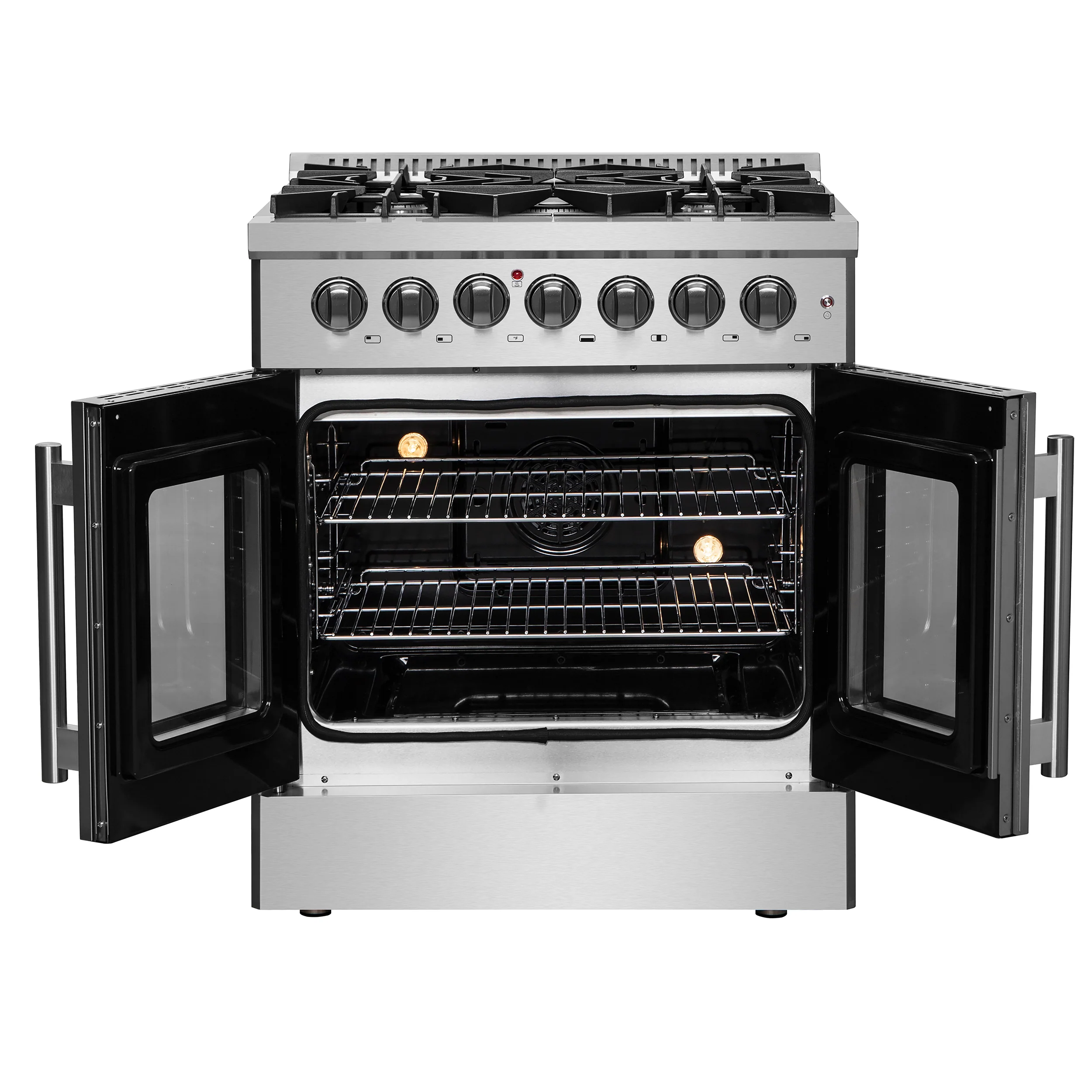 Forno Galiano 30-inch French Door Dual Fuel Range All Stainless Steel, 5 Sealed Burners 68,000 BTU, 4.32 cu.ft. True Convection Oven - Image 6