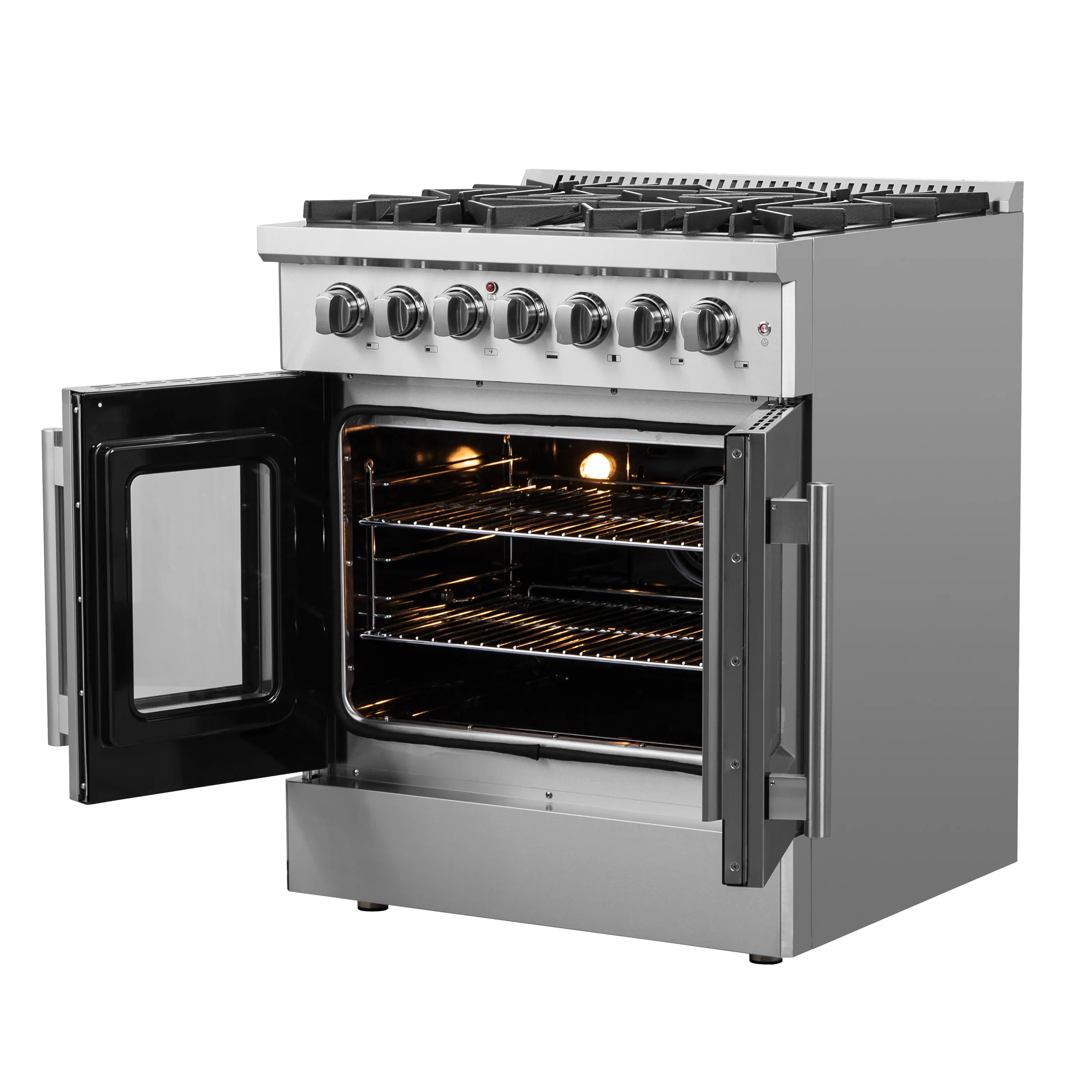 Forno Galiano 30-inch French Door Dual Fuel Range All Stainless Steel, 5 Sealed Burners 68,000 BTU, 4.32 cu.ft. True Convection Oven - Image 7