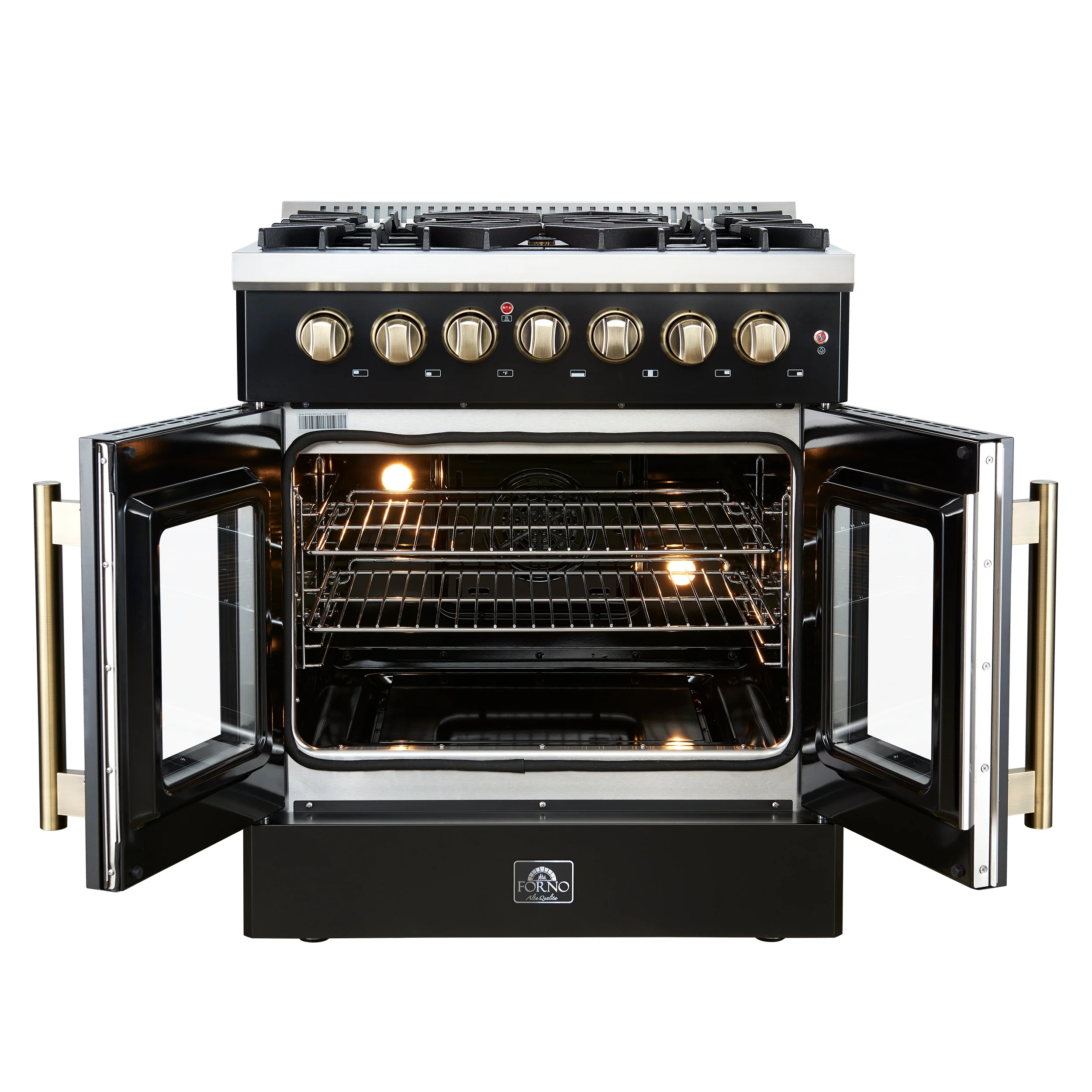 Forno Galiano 30-inch Freestanding French Door Dual Fuel Range Black - Image 4