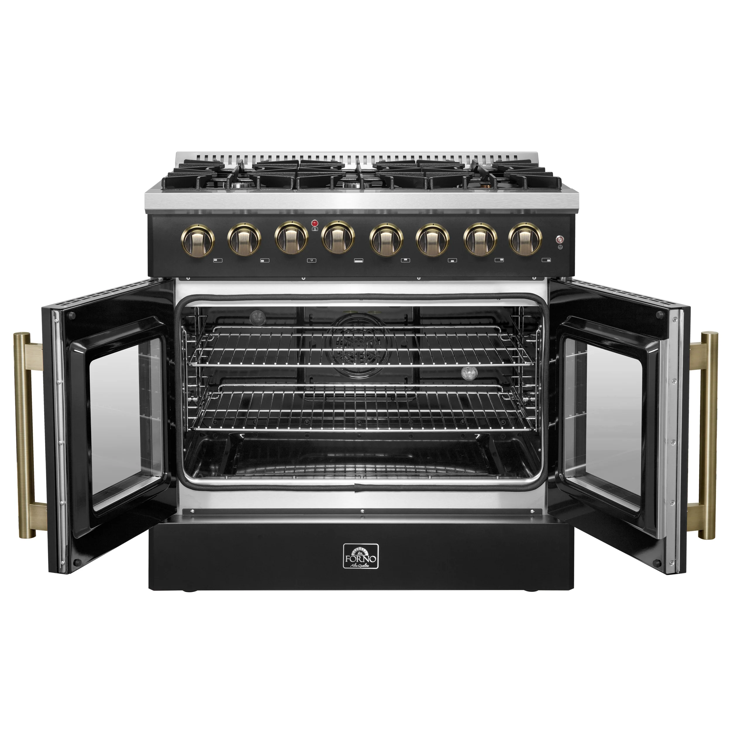 Forno Galiano 36-inch Freestanding French Door Dual Fuel Range Black - Image 2