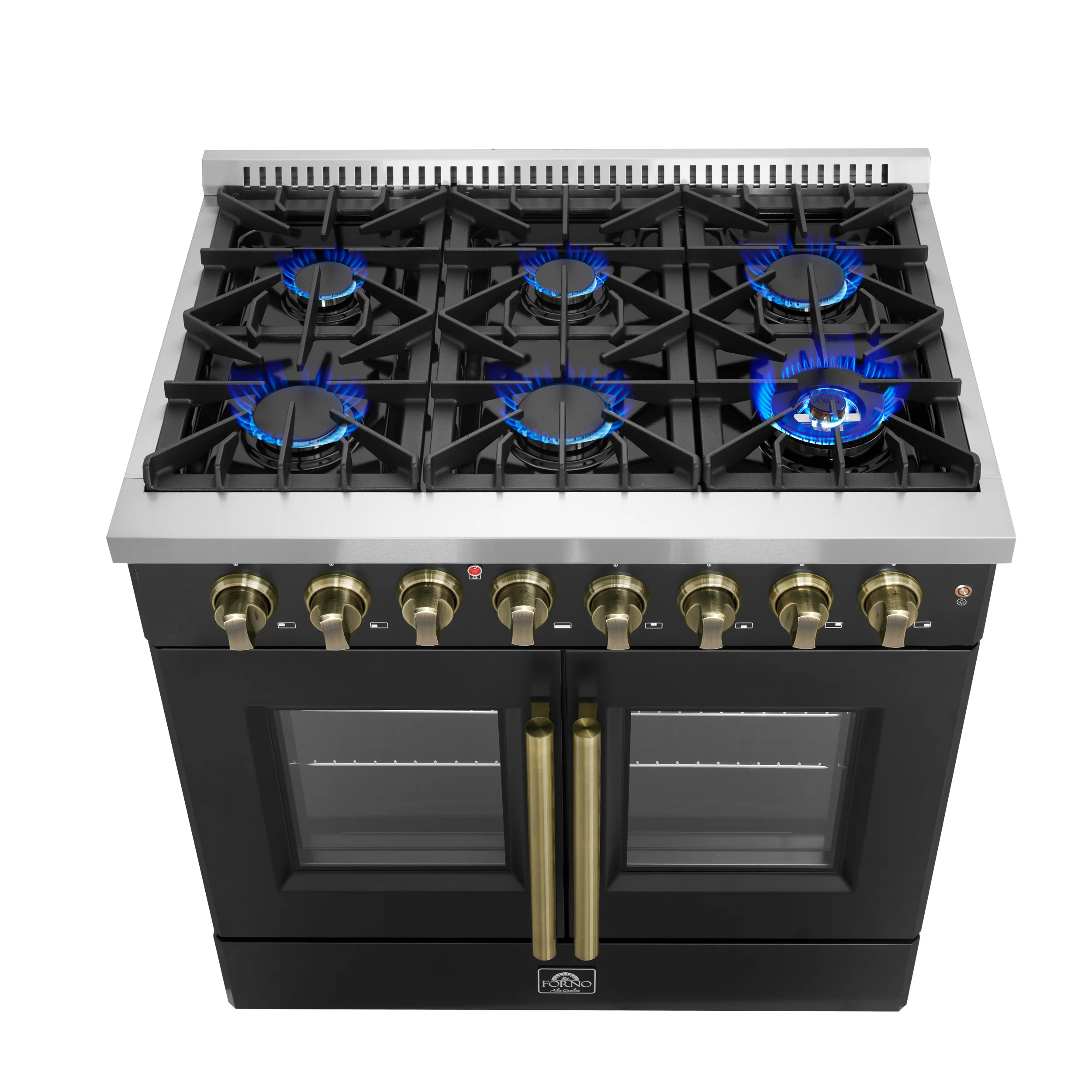 Forno Galiano 36-inch Freestanding French Door Dual Fuel Range Black - Image 3