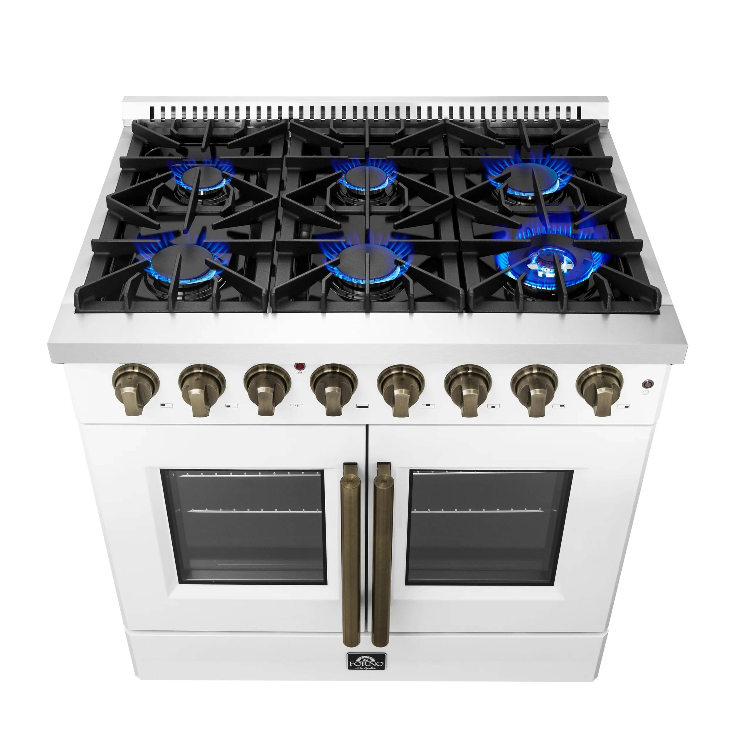 Forno Galiano 36-inch Freestanding French Door Dual Fuel Range White - Image 3