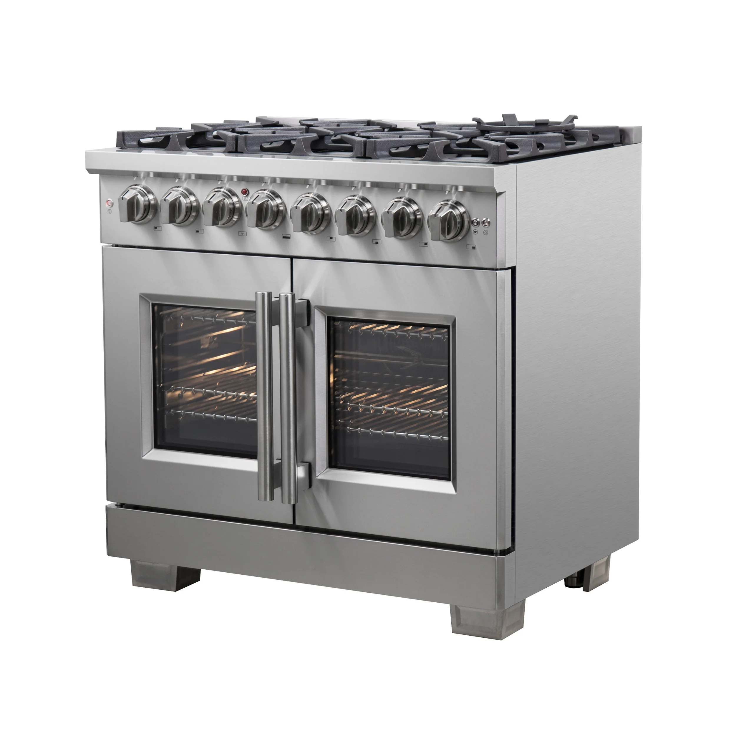 Forno Capriasca 36-Inch Freestanding French Door Dual Fuel Range, 6 Burners, True Convection Oven - Image 2