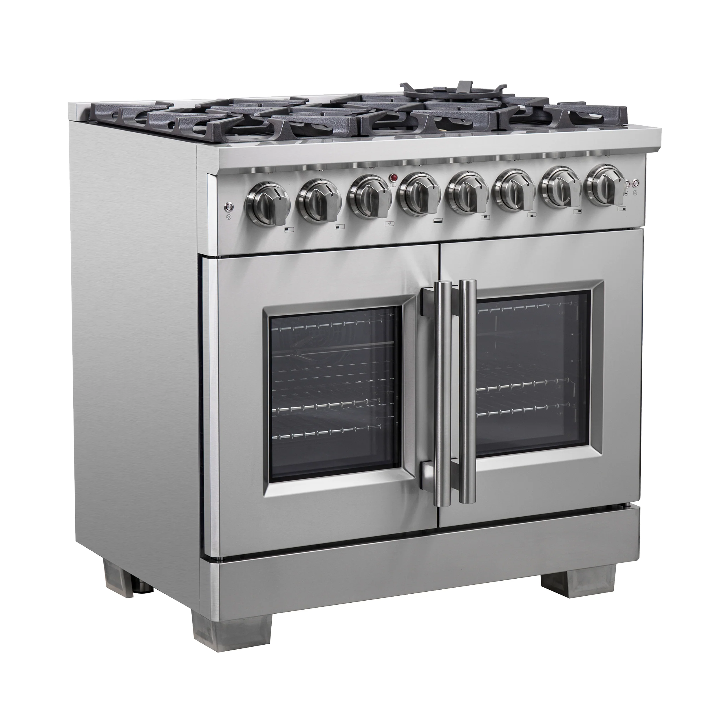 Forno Capriasca 36-Inch Freestanding French Door Dual Fuel Range, 6 Burners, True Convection Oven - Image 3