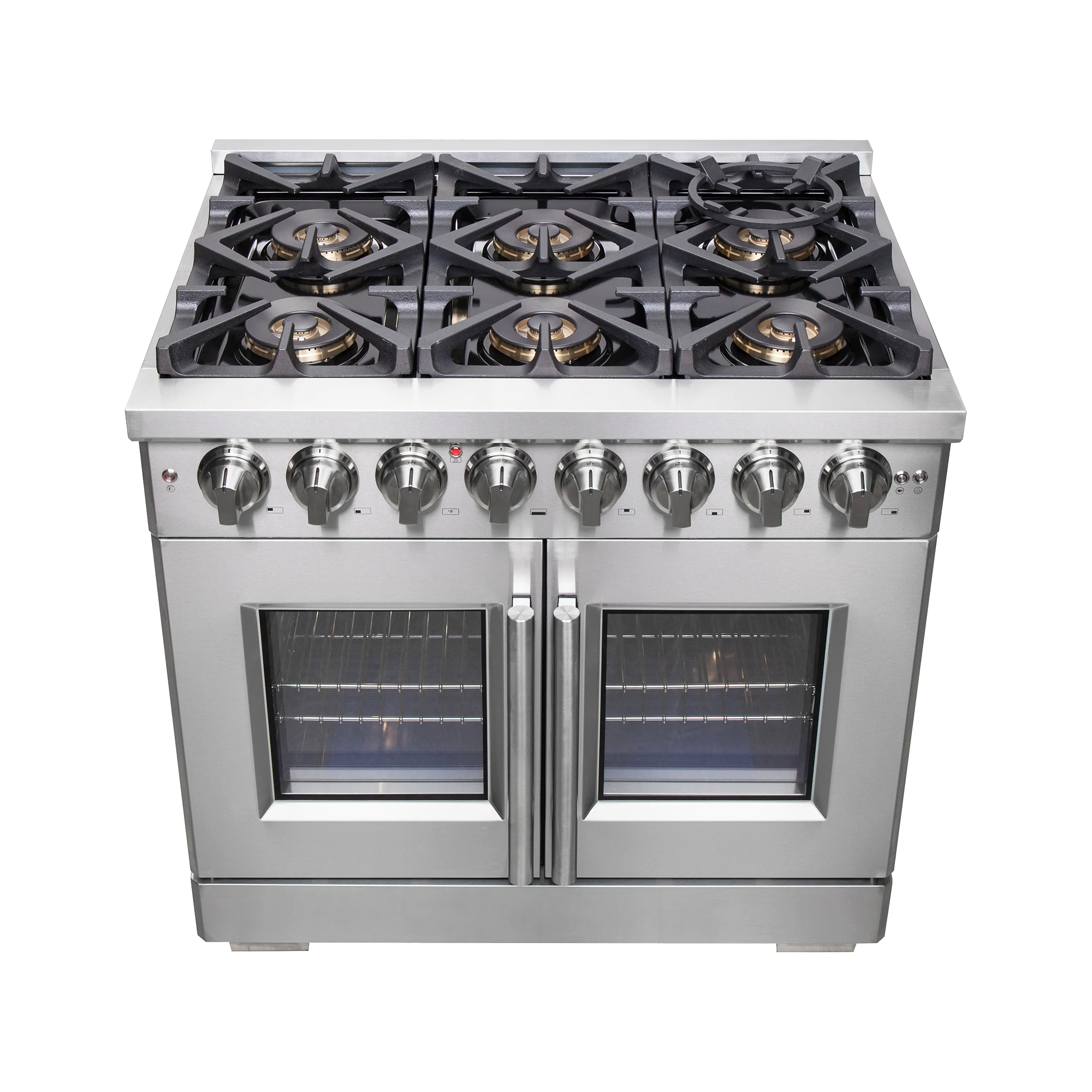 Forno Capriasca 36-Inch Freestanding French Door Dual Fuel Range, 6 Burners, True Convection Oven - Image 4