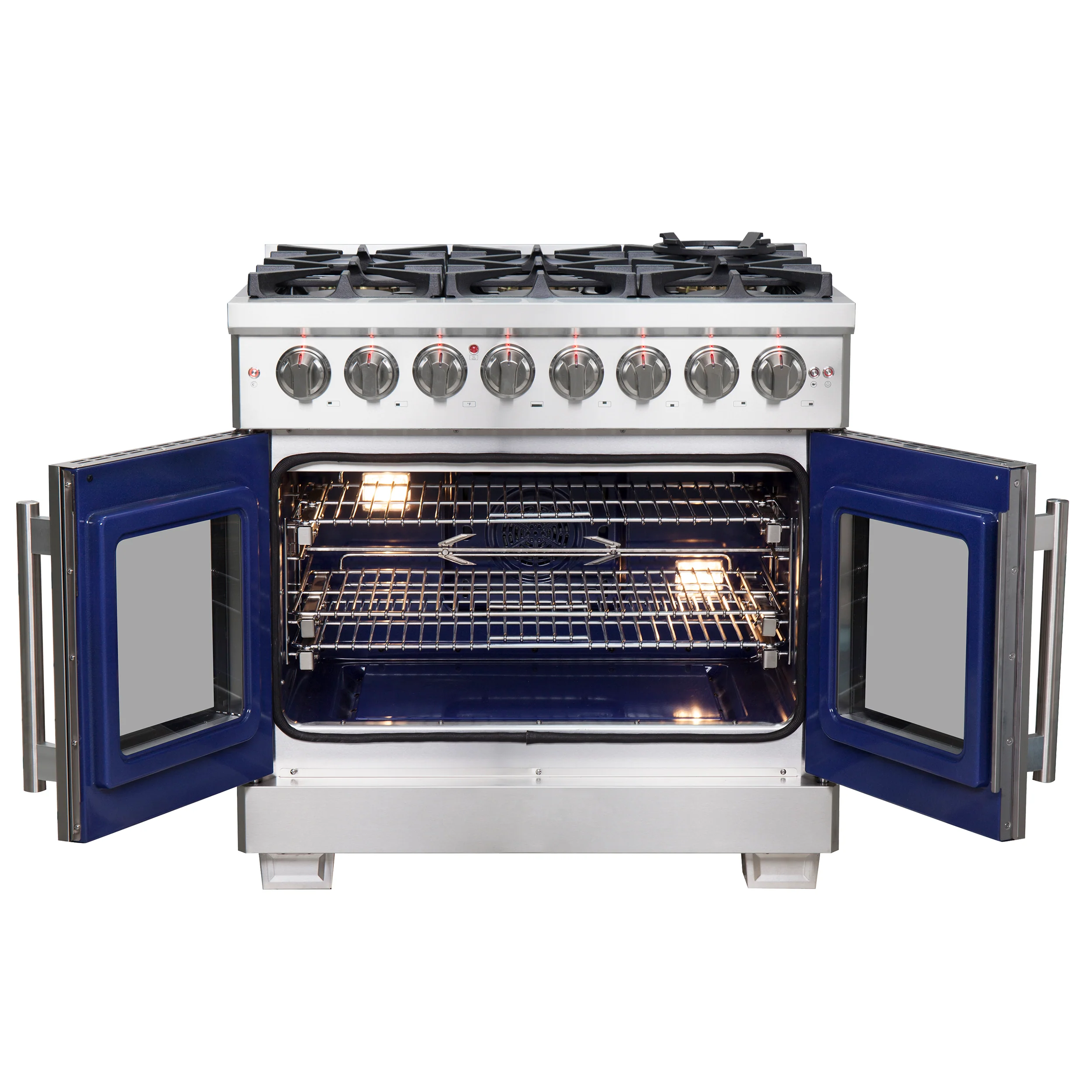Forno Capriasca 36-Inch Freestanding French Door Dual Fuel Range, 6 Burners, True Convection Oven - Image 5