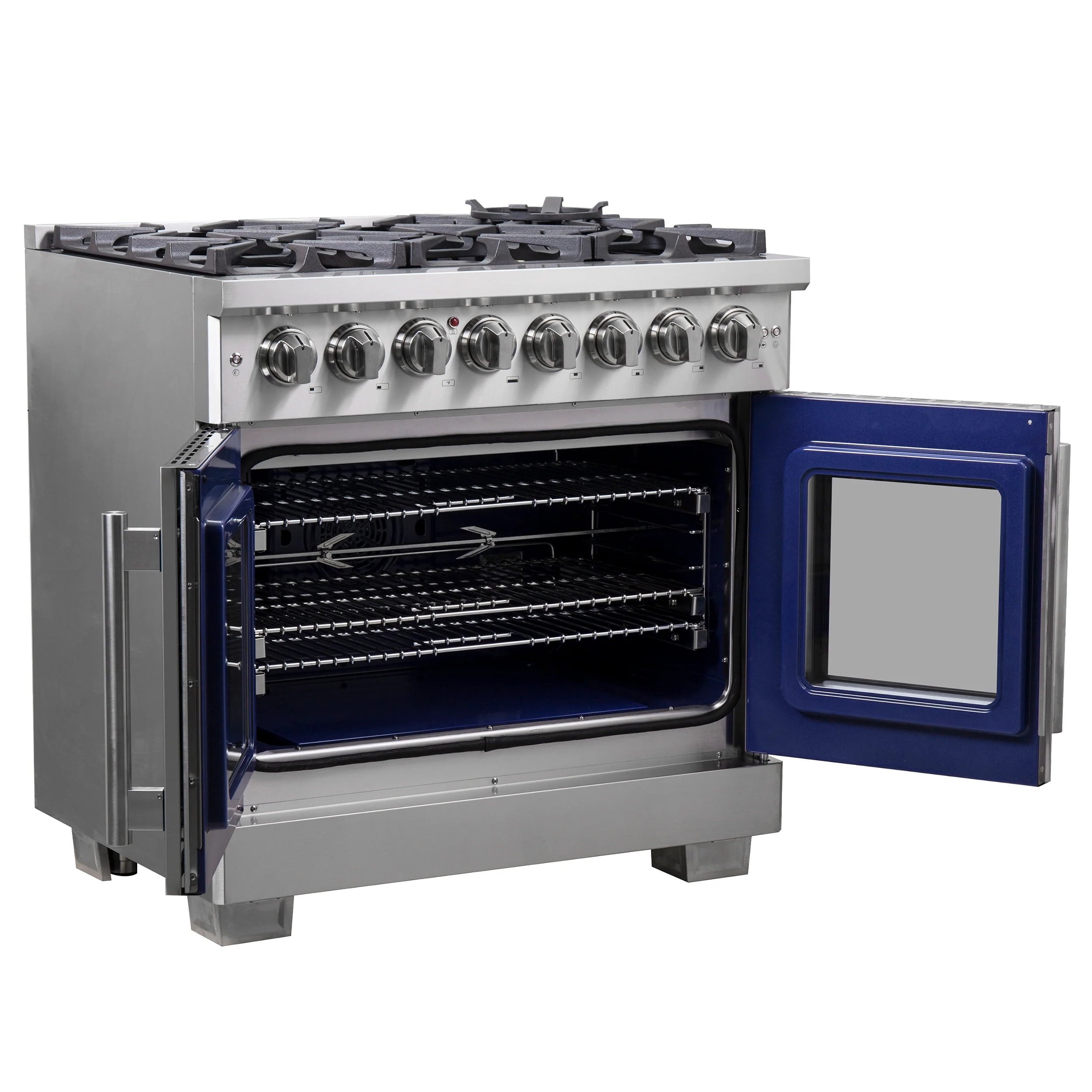 Forno Capriasca 36-Inch Freestanding French Door Dual Fuel Range, 6 Burners, True Convection Oven - Image 6
