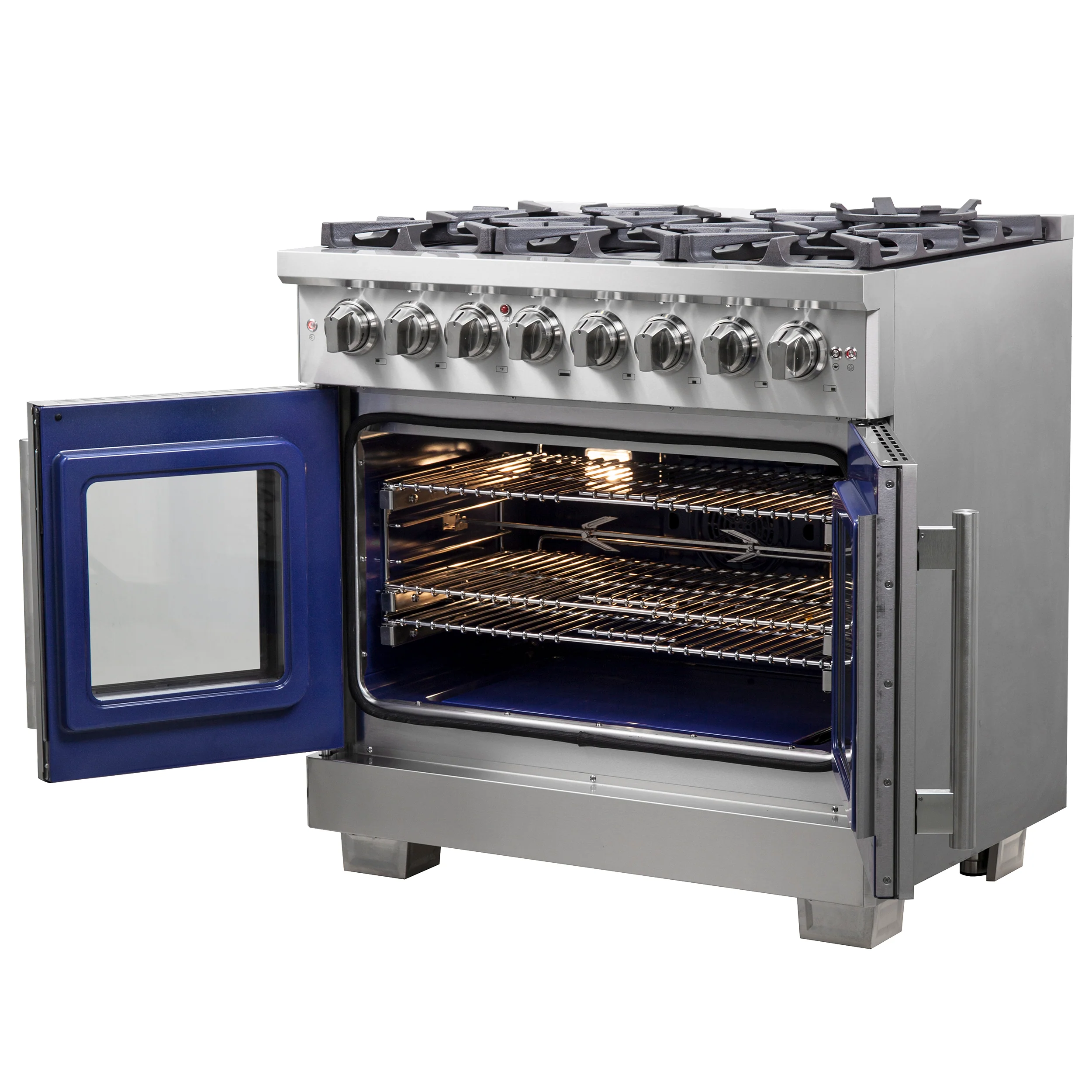Forno Capriasca 36-Inch Freestanding French Door Dual Fuel Range, 6 Burners, True Convection Oven - Image 7