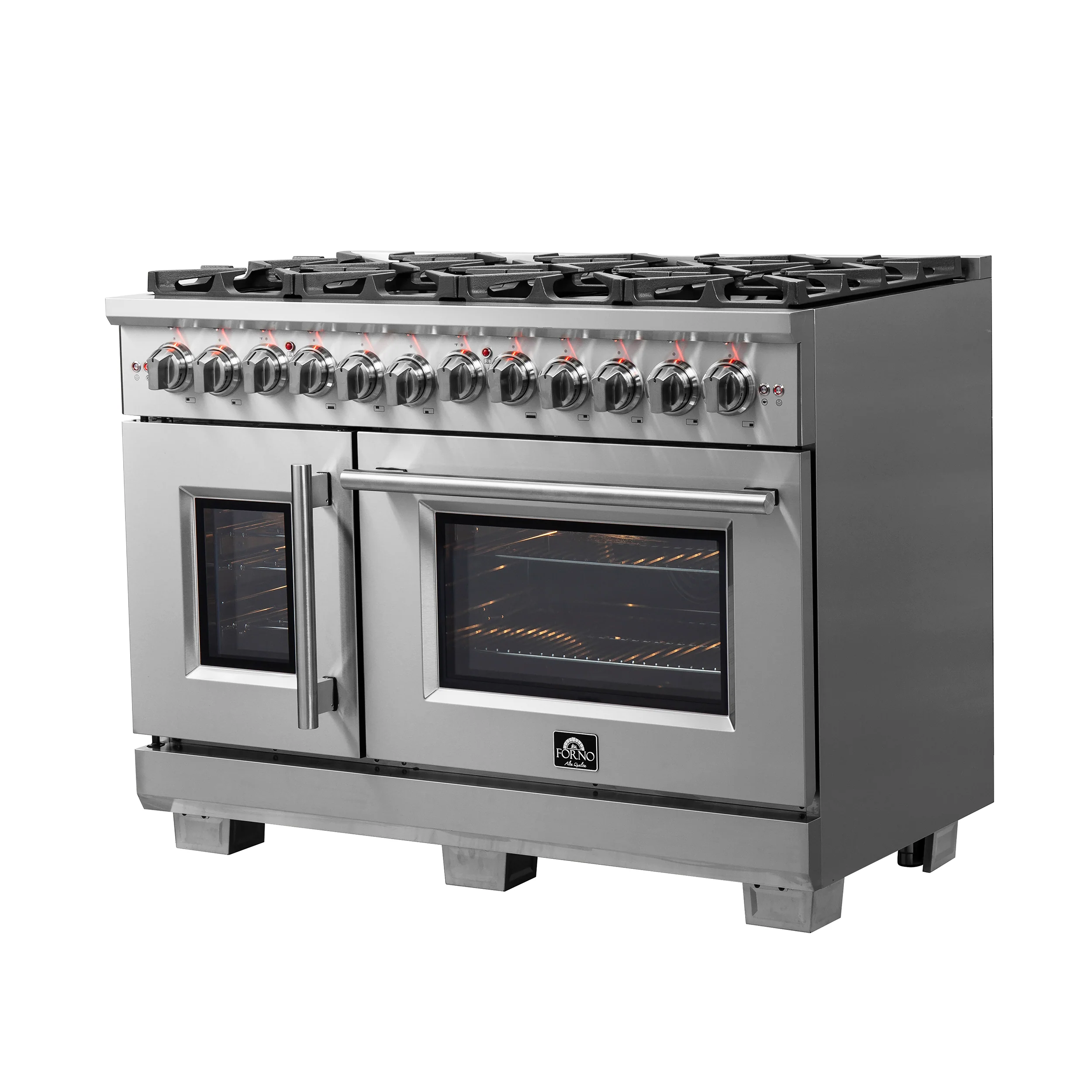 Forno Capriasca 48-Inch Freestanding French Door Dual Fuel Range, 8 Burners, True Convection Oven - Image 2
