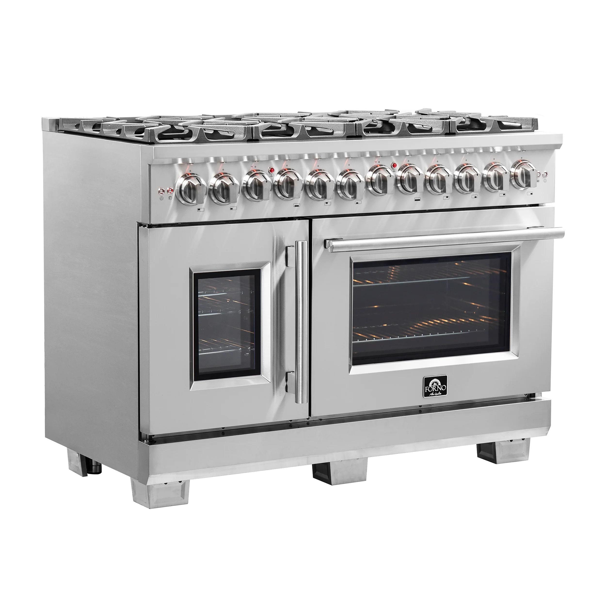 Forno Capriasca 48-Inch Freestanding French Door Dual Fuel Range, 8 Burners, True Convection Oven - Image 3