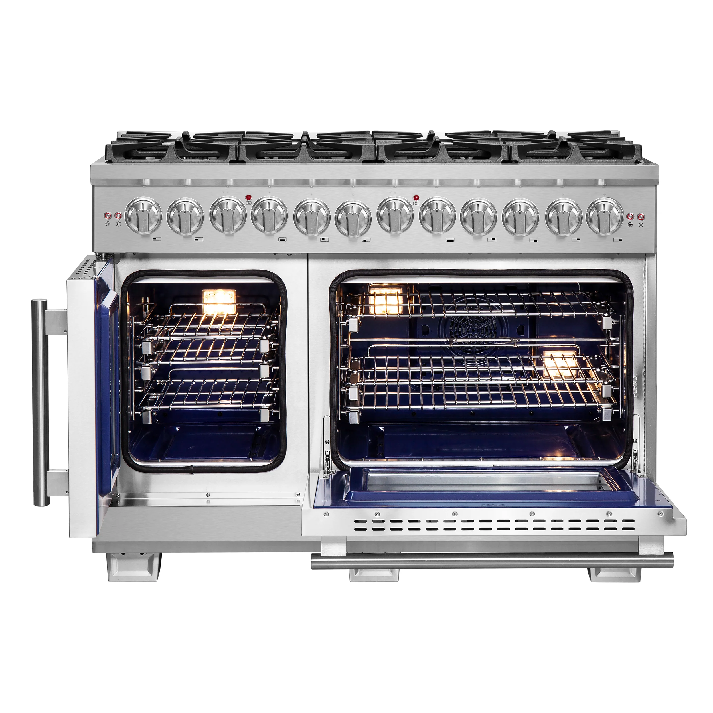 Forno Capriasca 48-Inch Freestanding French Door Dual Fuel Range, 8 Burners, True Convection Oven - Image 5