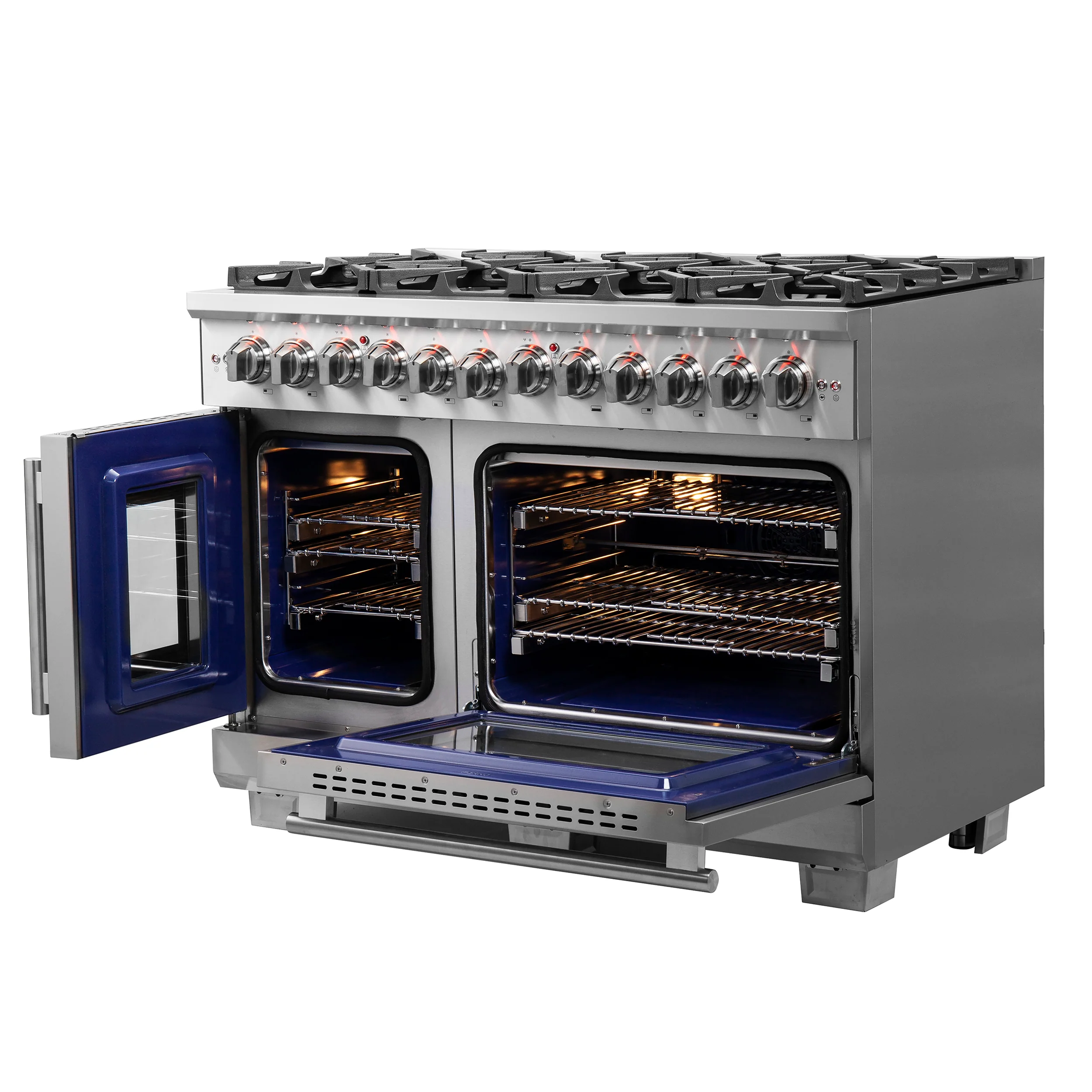 Forno Capriasca 48-Inch Freestanding French Door Dual Fuel Range, 8 Burners, True Convection Oven - Image 6