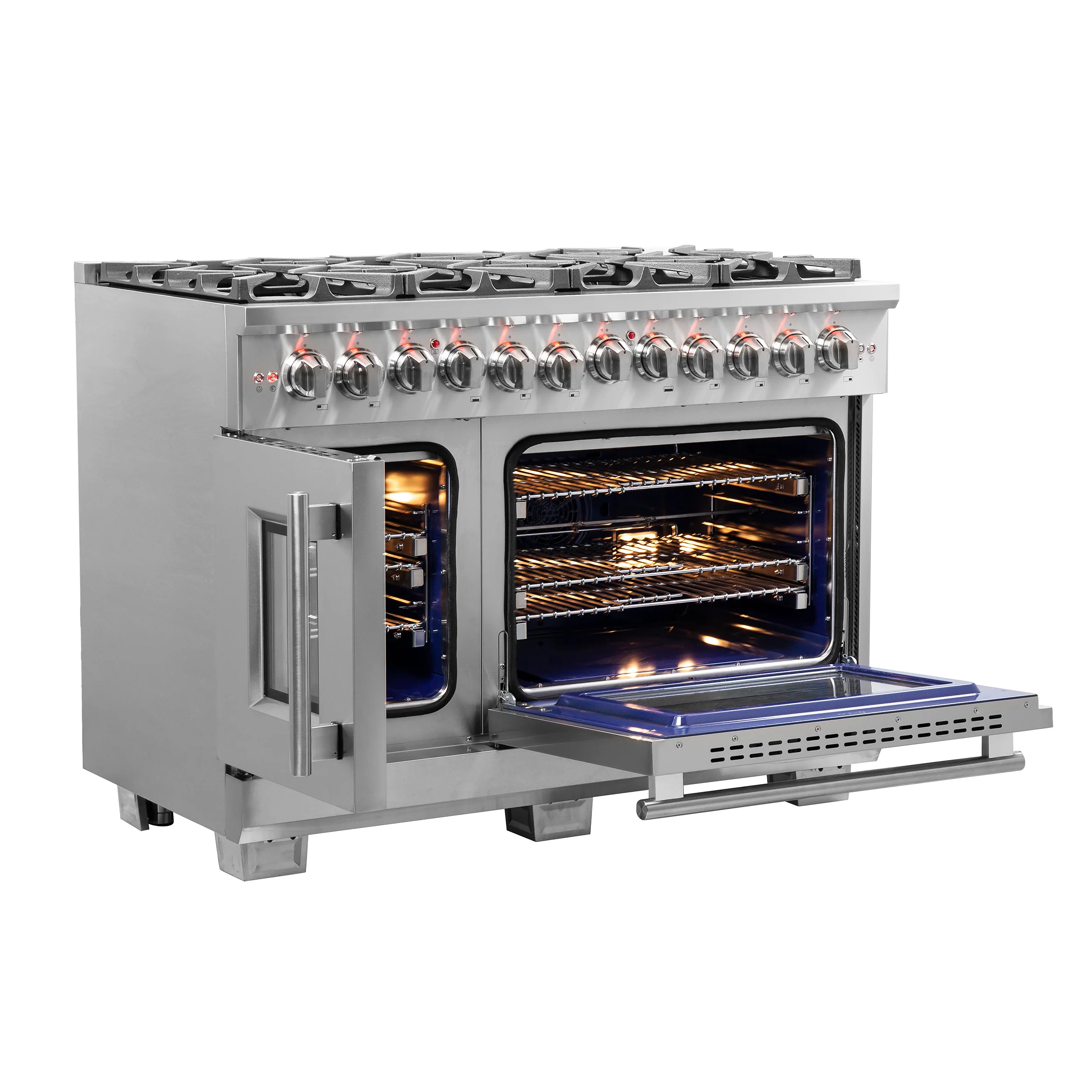 Forno Capriasca 48-Inch Freestanding French Door Dual Fuel Range, 8 Burners, True Convection Oven - Image 7
