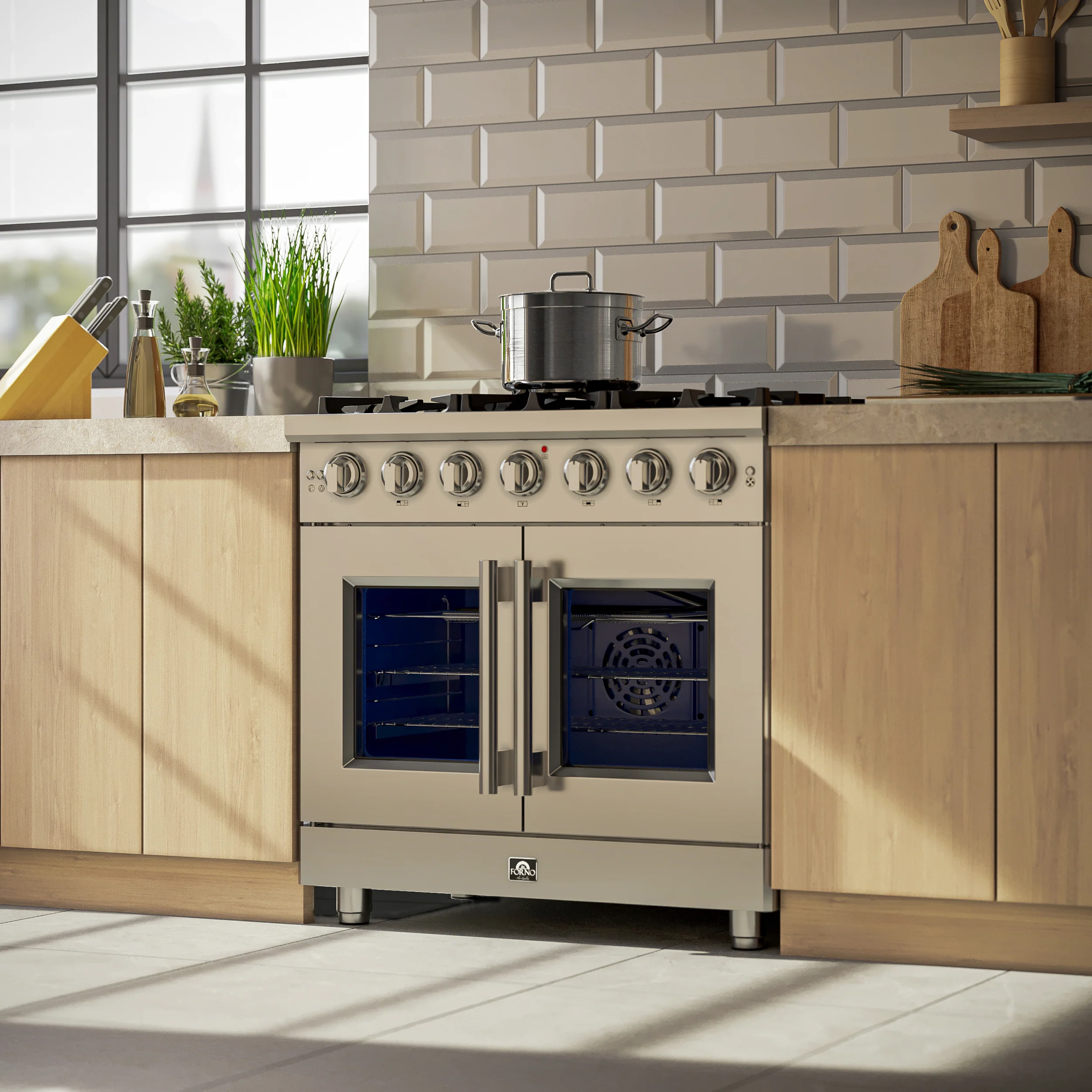Forno Massimo 36-Inch Freestanding French Door Gas Range, 6 Burners, Convection Oven, Energy Efficient - Image 17