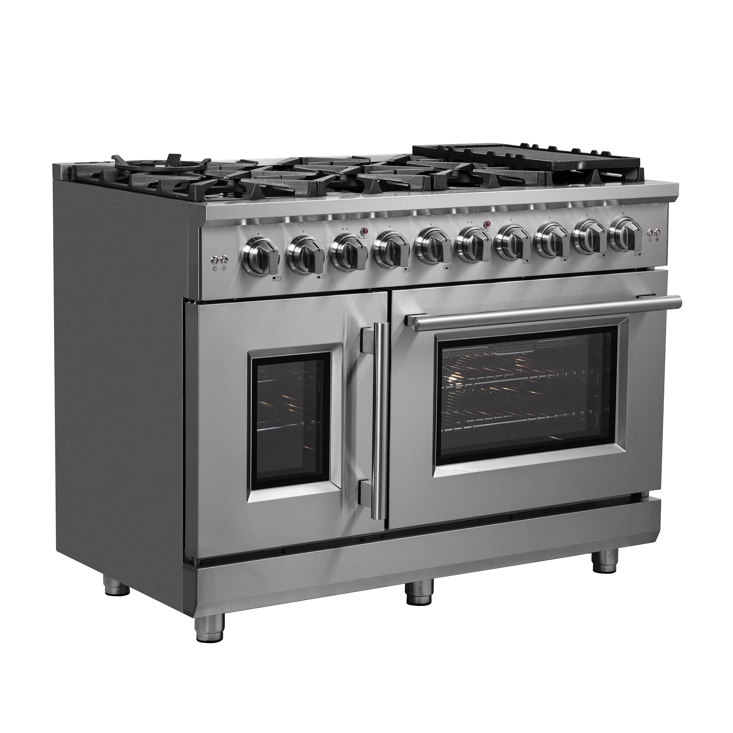 Forno Massimo 48-Inch Freestanding French Door Gas Range, 8 Burners, Convection Oven, Energy Efficient - Image 2