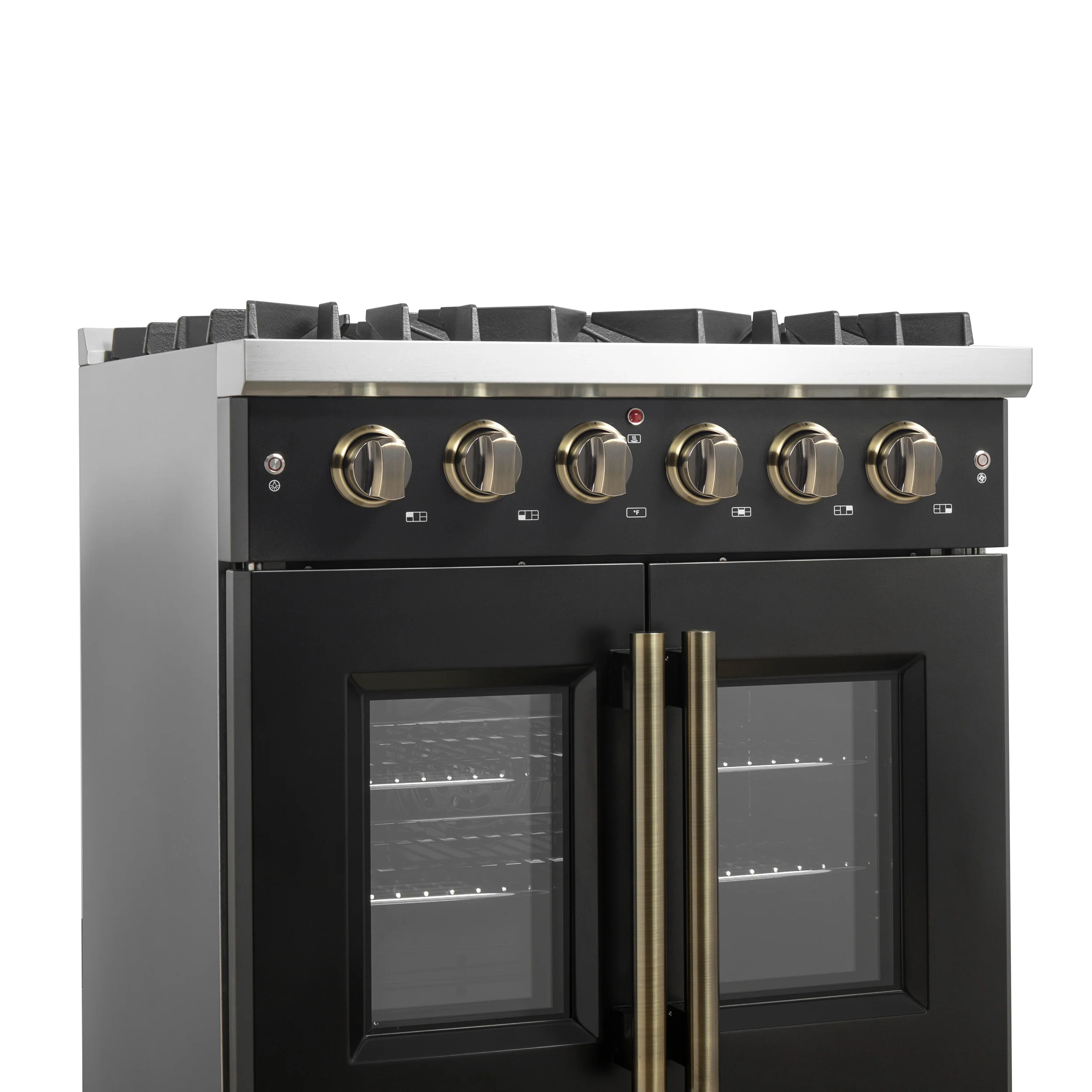 Forno Galiano 30-inch French Door Gas Range Black and Antique Brass Design, 5 Sealed Burners 68,000 BTU, 4.32 cu.ft. Convection Oven - Image 7