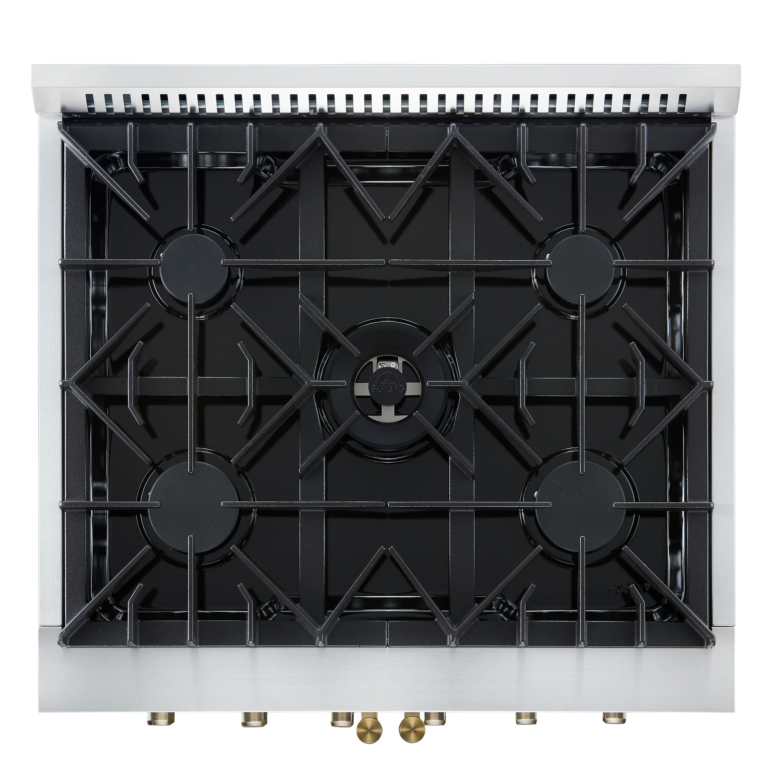 Forno Galiano 30-inch French Door Gas Range
White with Antique Brass Design, 5 Burners,
68,000 BTU, 4.32 cu.ft. Convection Oven - Image 2