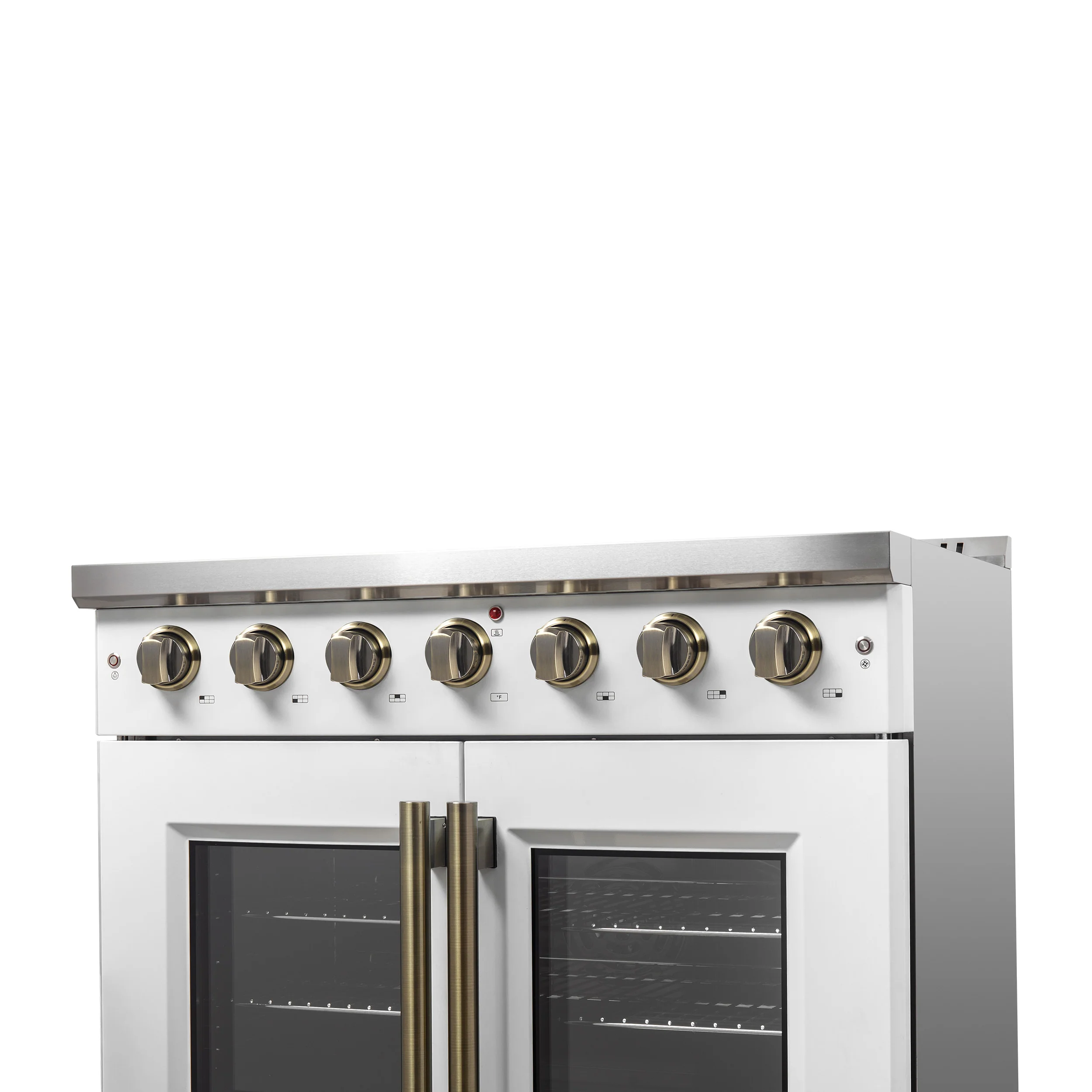 Forno Galiano 36-inch French Door Gas Range White and Antique Brass Design, 6 Sealed Burners 83,000 BTU, 5.36 cu.ft. Convection Oven - Image 5
