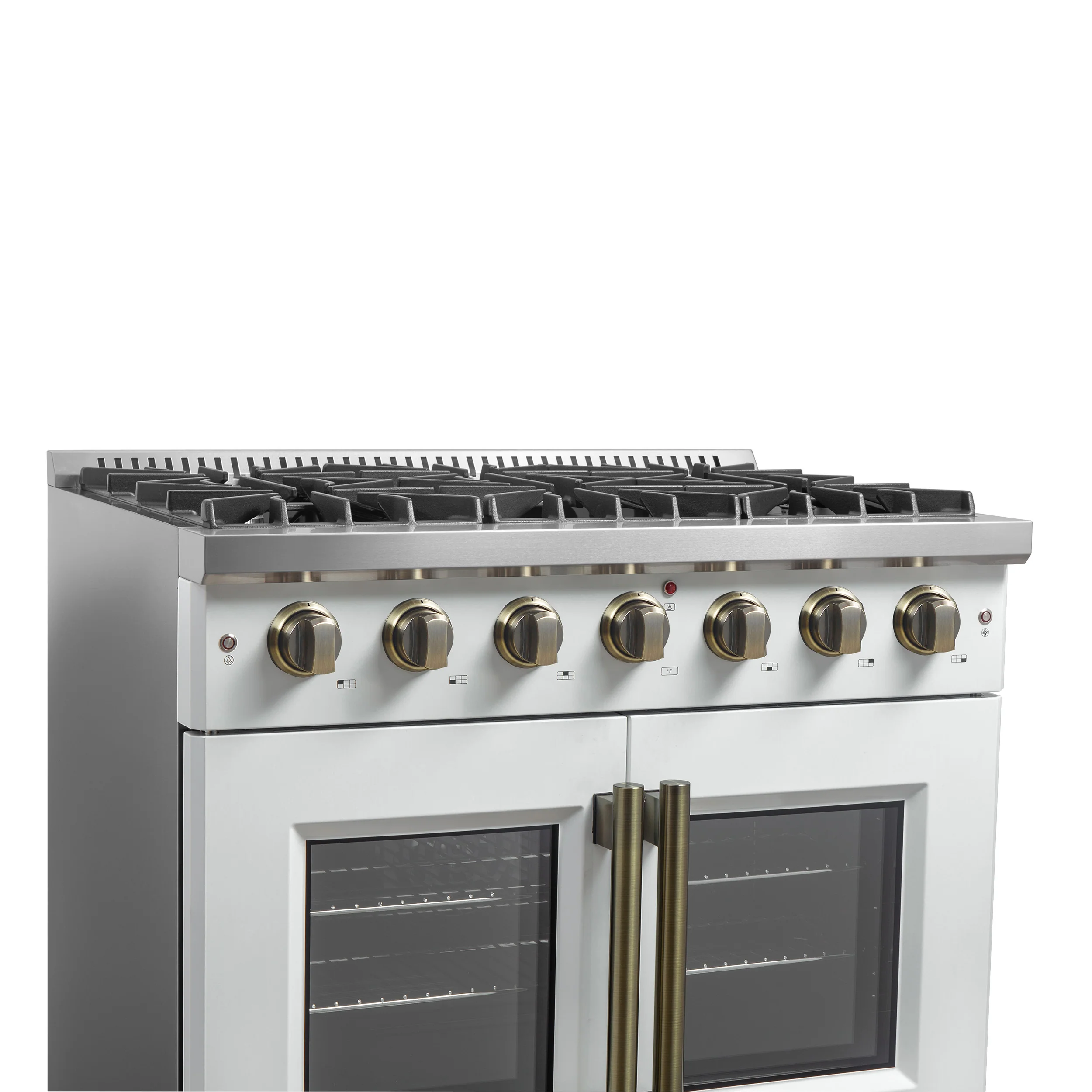 Forno Galiano 36-inch French Door Gas Range White and Antique Brass Design, 6 Sealed Burners 83,000 BTU, 5.36 cu.ft. Convection Oven - Image 6