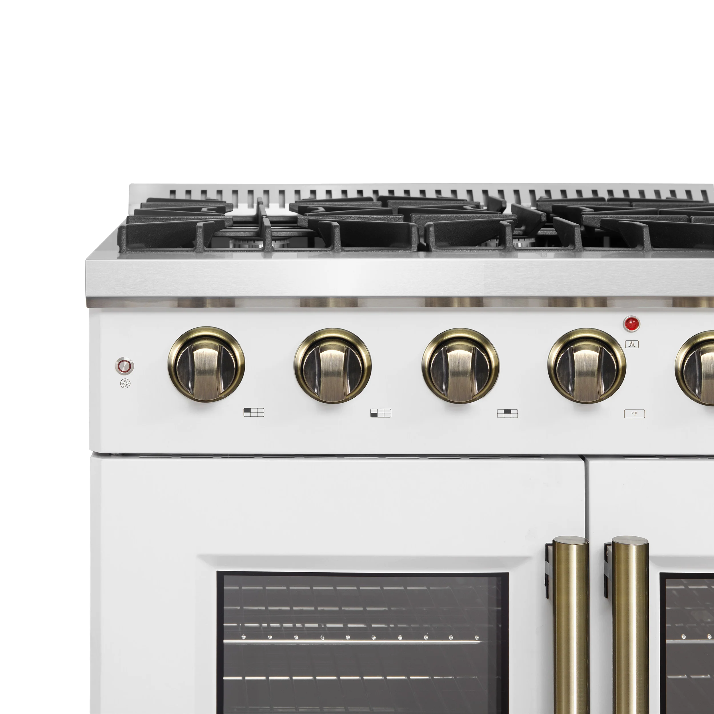 Forno Galiano 36-inch French Door Gas Range White and Antique Brass Design, 6 Sealed Burners 83,000 BTU, 5.36 cu.ft. Convection Oven - Image 7
