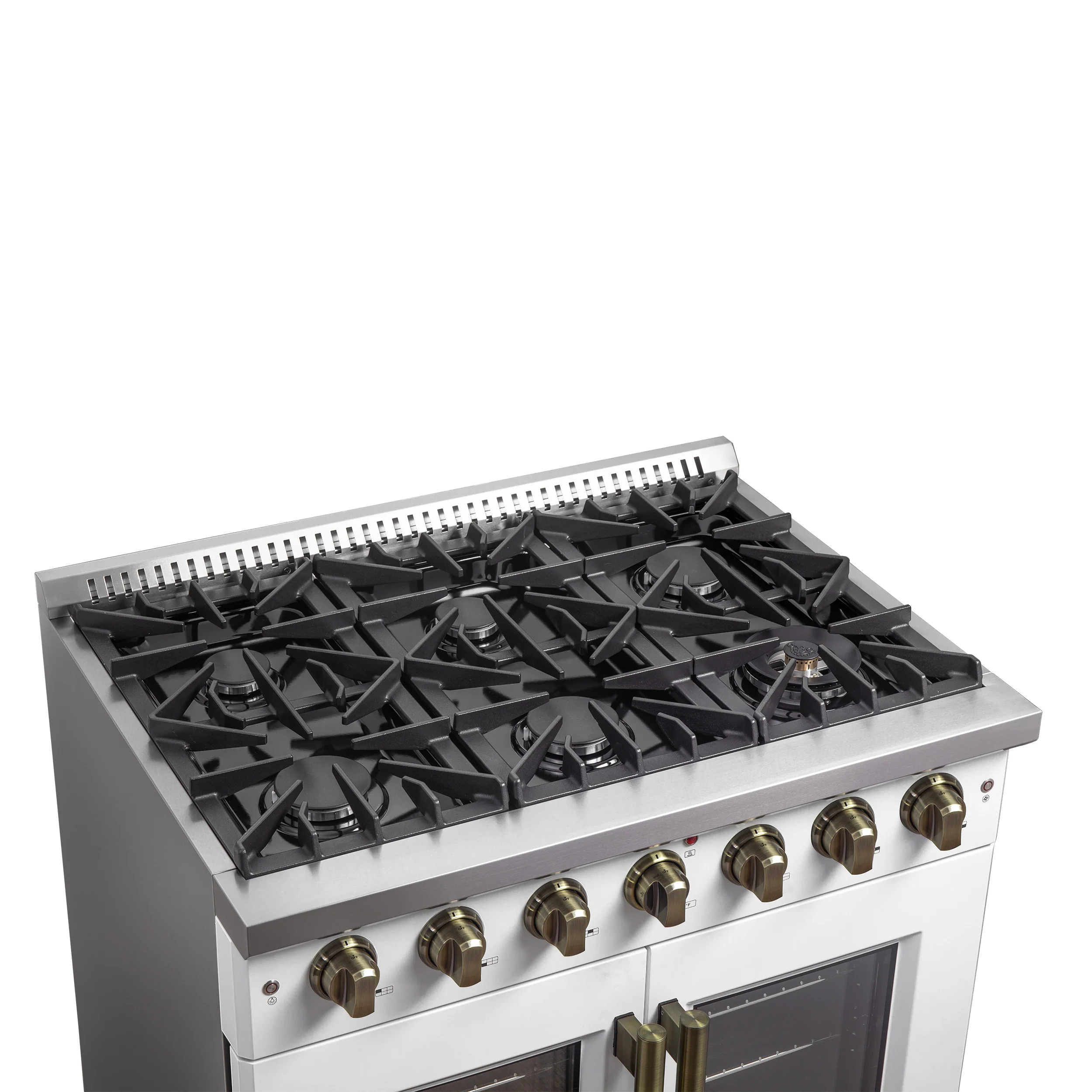 Forno Galiano 36-inch French Door Gas Range White and Antique Brass Design, 6 Sealed Burners 83,000 BTU, 5.36 cu.ft. Convection Oven - Image 9