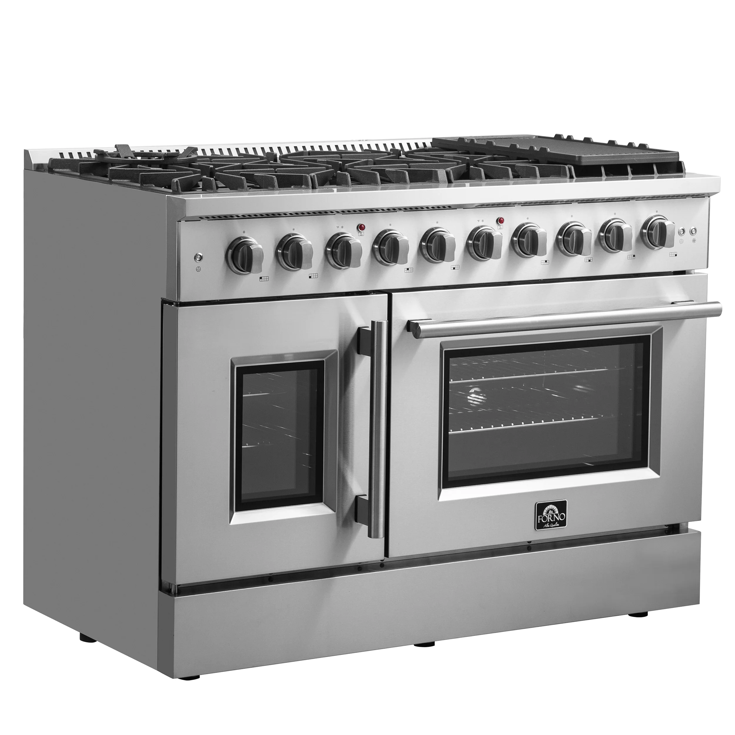 Forno Galiano 48-Inch Freestanding French Door Gas Range, 8 Burners, Griddle, Convection Oven, Energy Efficient - Image 3