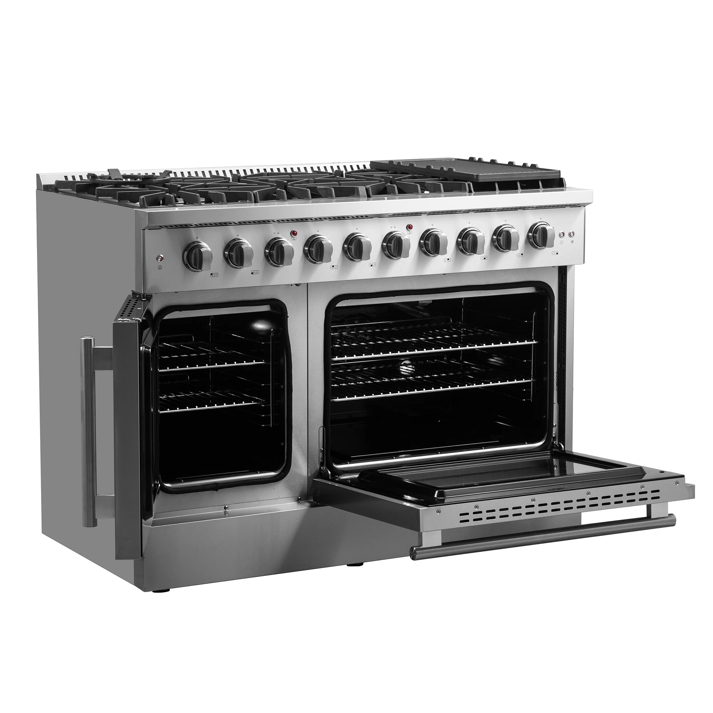 Forno Galiano 48-Inch Freestanding French Door Gas Range, 8 Burners, Griddle, Convection Oven, Energy Efficient - Image 5