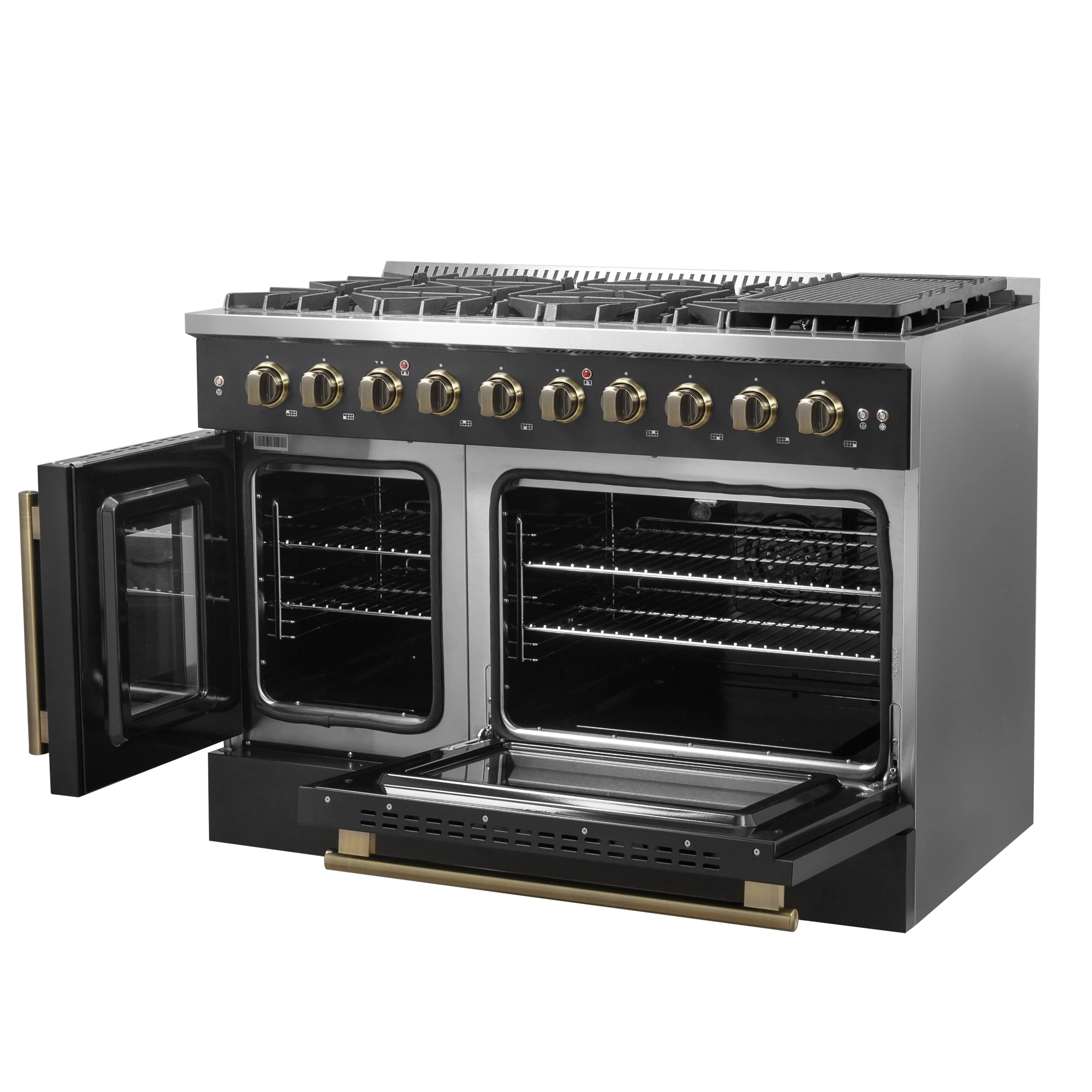 Forno Galiano 48" Freestanding French Door Gas Range in Black - Image 10