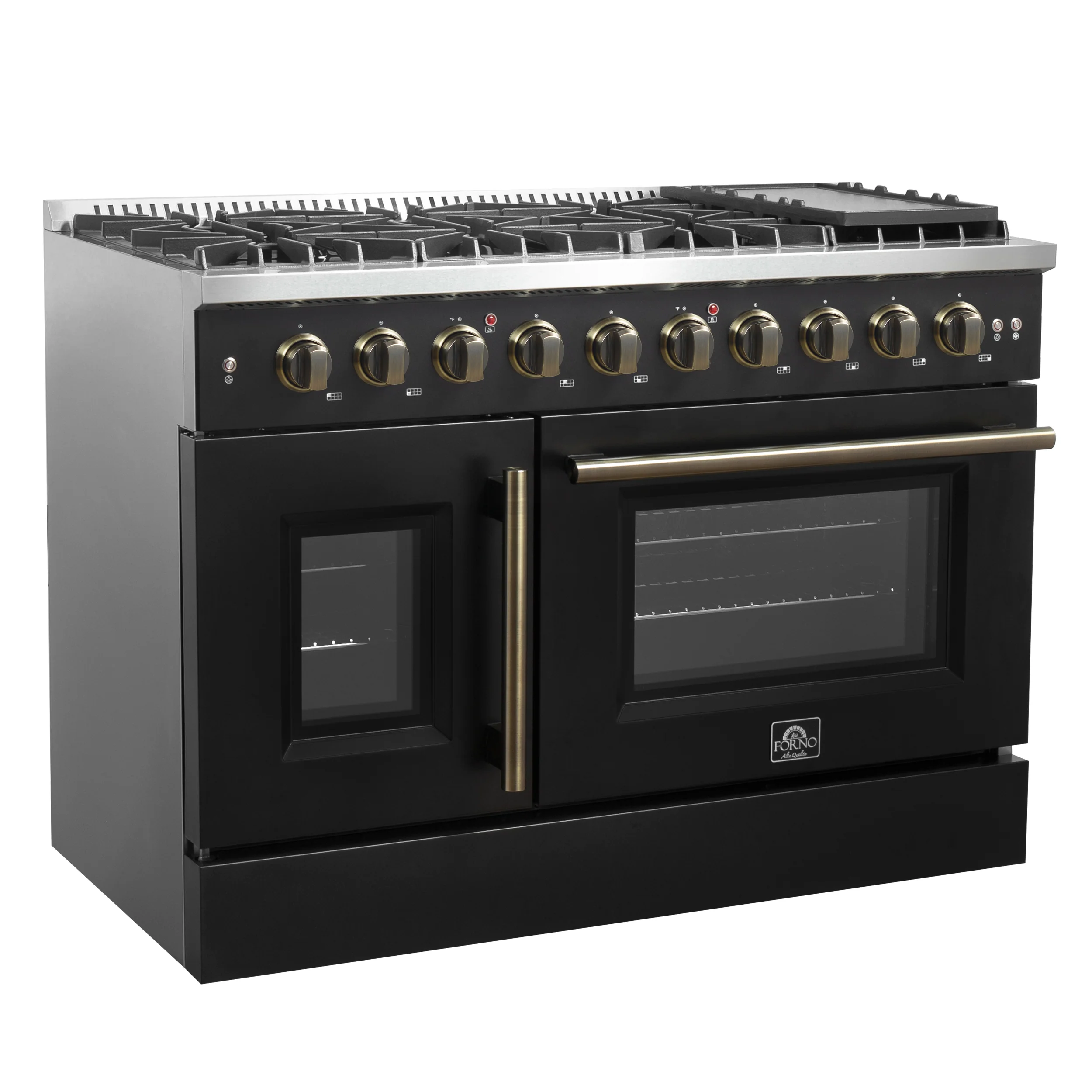 Forno Galiano 48" Freestanding French Door Gas Range in Black - Image 2