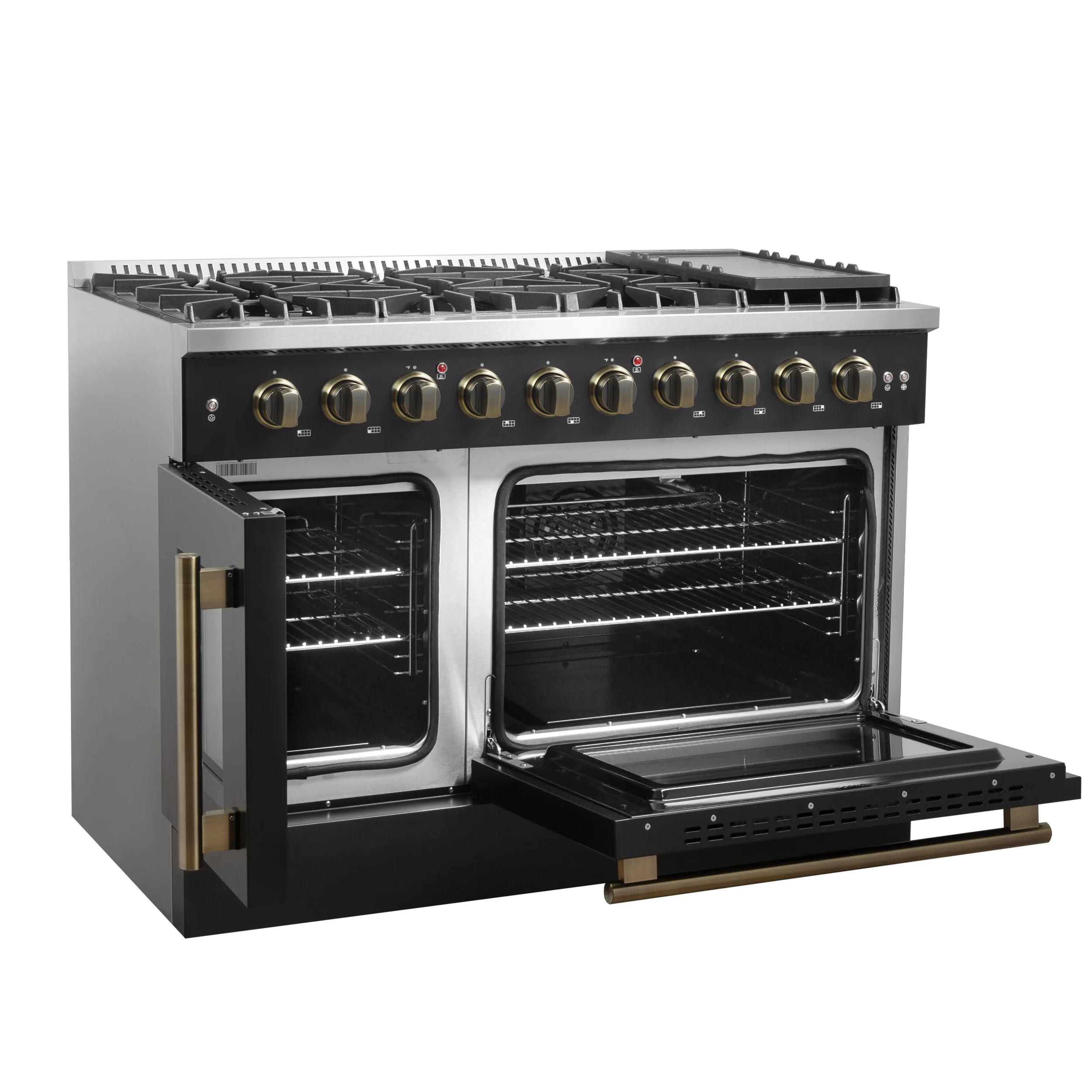 Forno Galiano 48" Freestanding French Door Gas Range in Black - Image 4