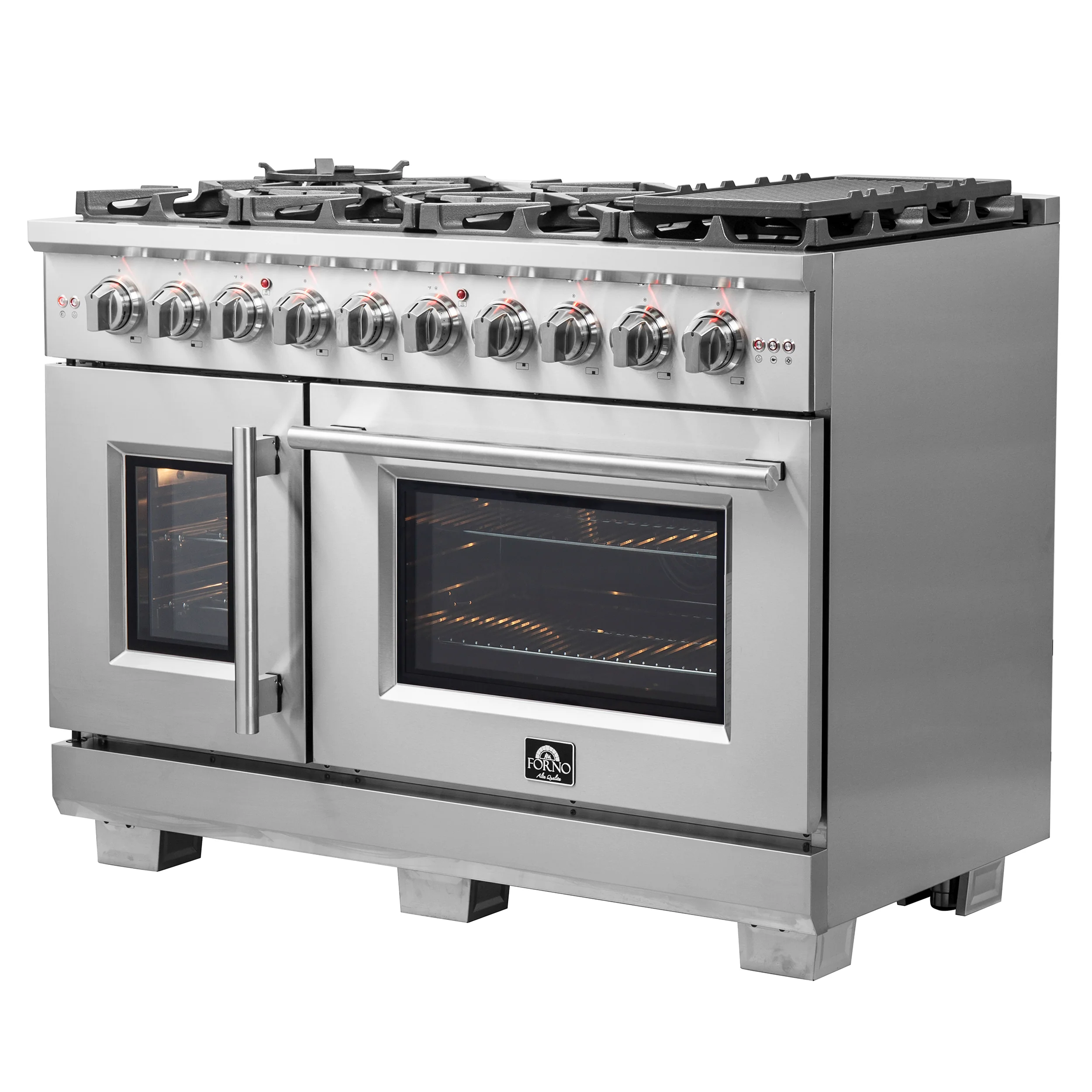 Forno Capriasca 48-Inch Freestanding French Door Gas Range, 8 Burners, Convection Oven, Energy Efficient - Image 2